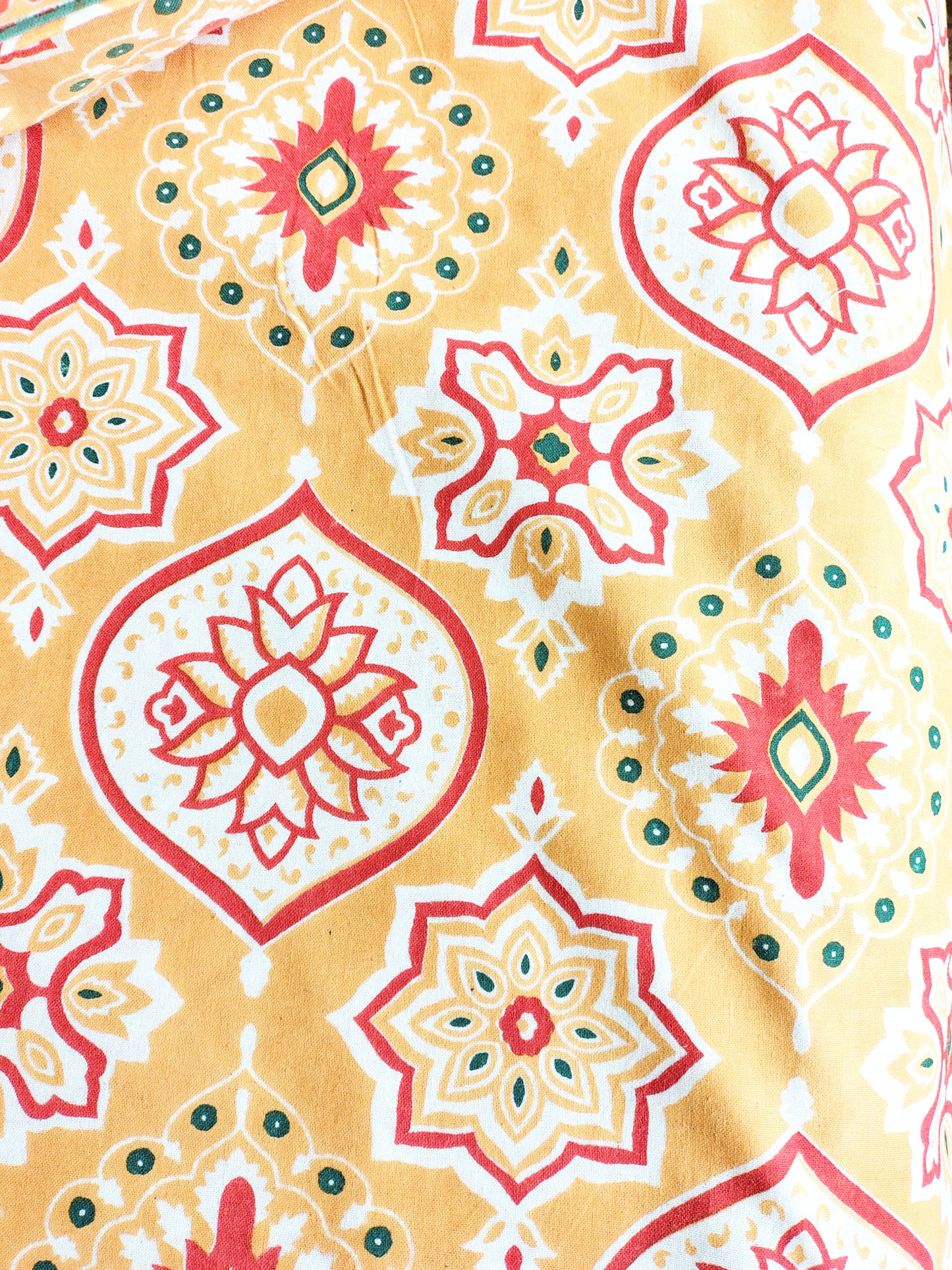 Yellow Geometric Traditional Printed Bedsheet with Two Reversible Pillow Covers