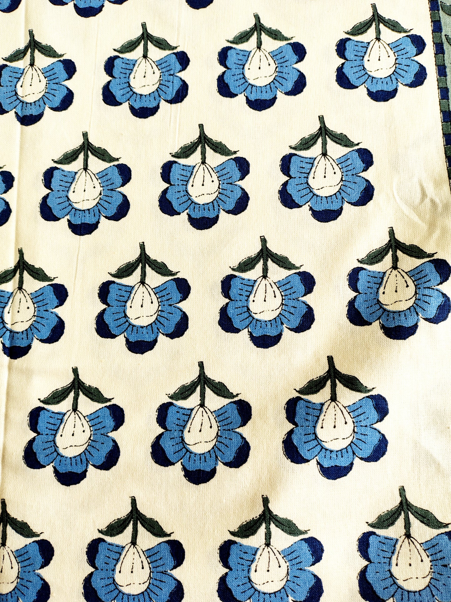 Blue Gold Traditional Printed Bedsheet with Two Reversible Pillow Covers
