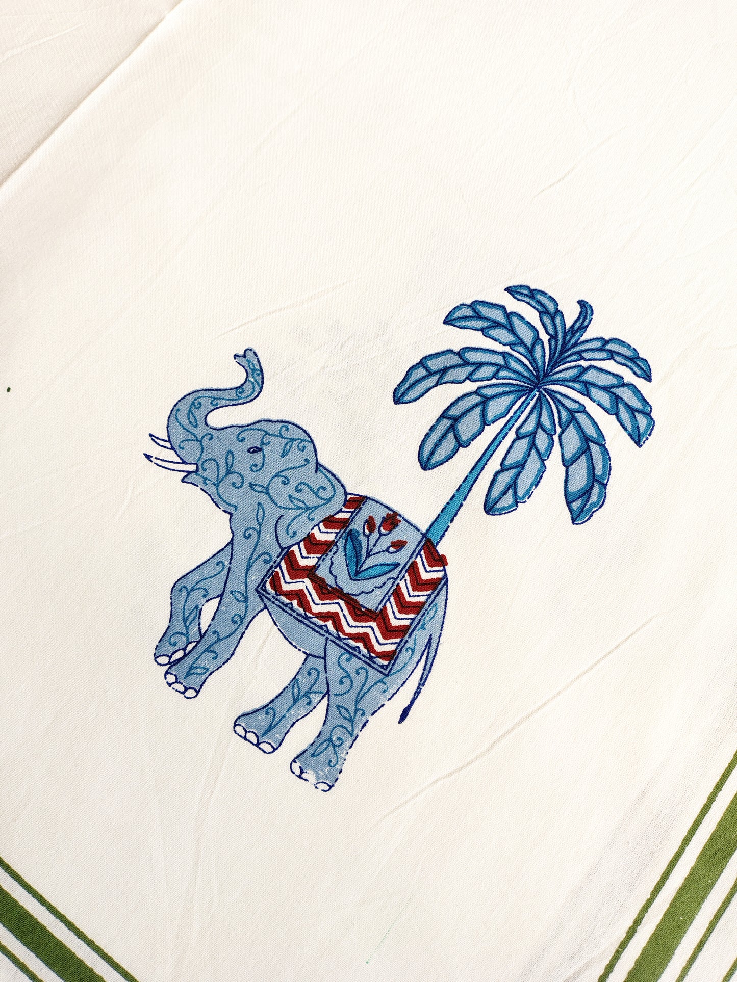 Blue Elephant Traditional Printed Bedsheet with Two Reversible Pillow Covers