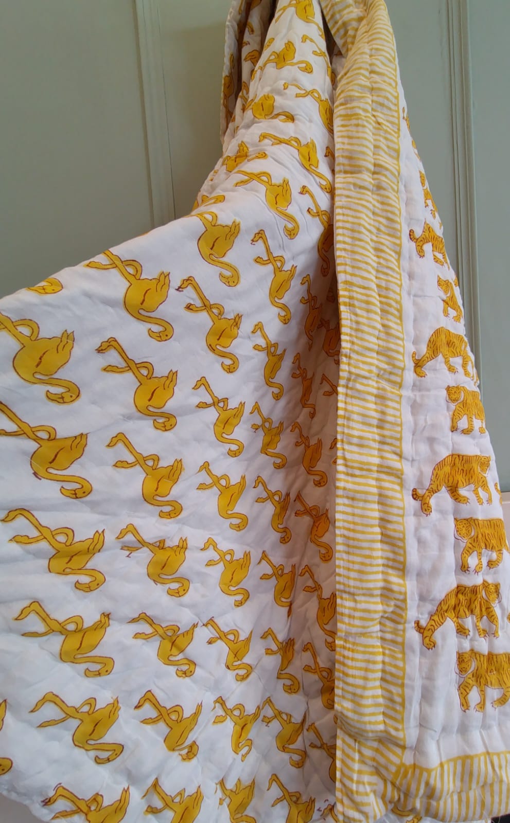 Tiger Print Kids Hand Block Reversible Quilt