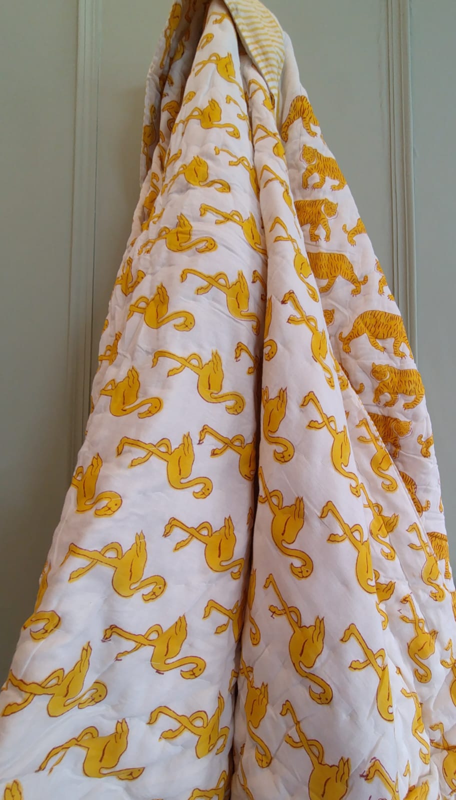 Tiger Print Kids Hand Block Reversible Quilt