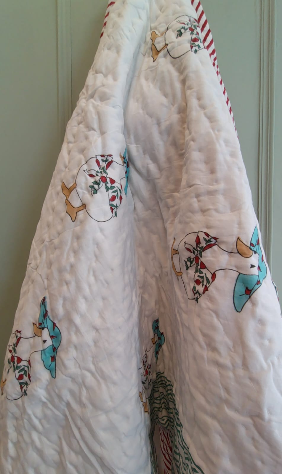 Duck Print Kids Hand Block Reversible Quilt