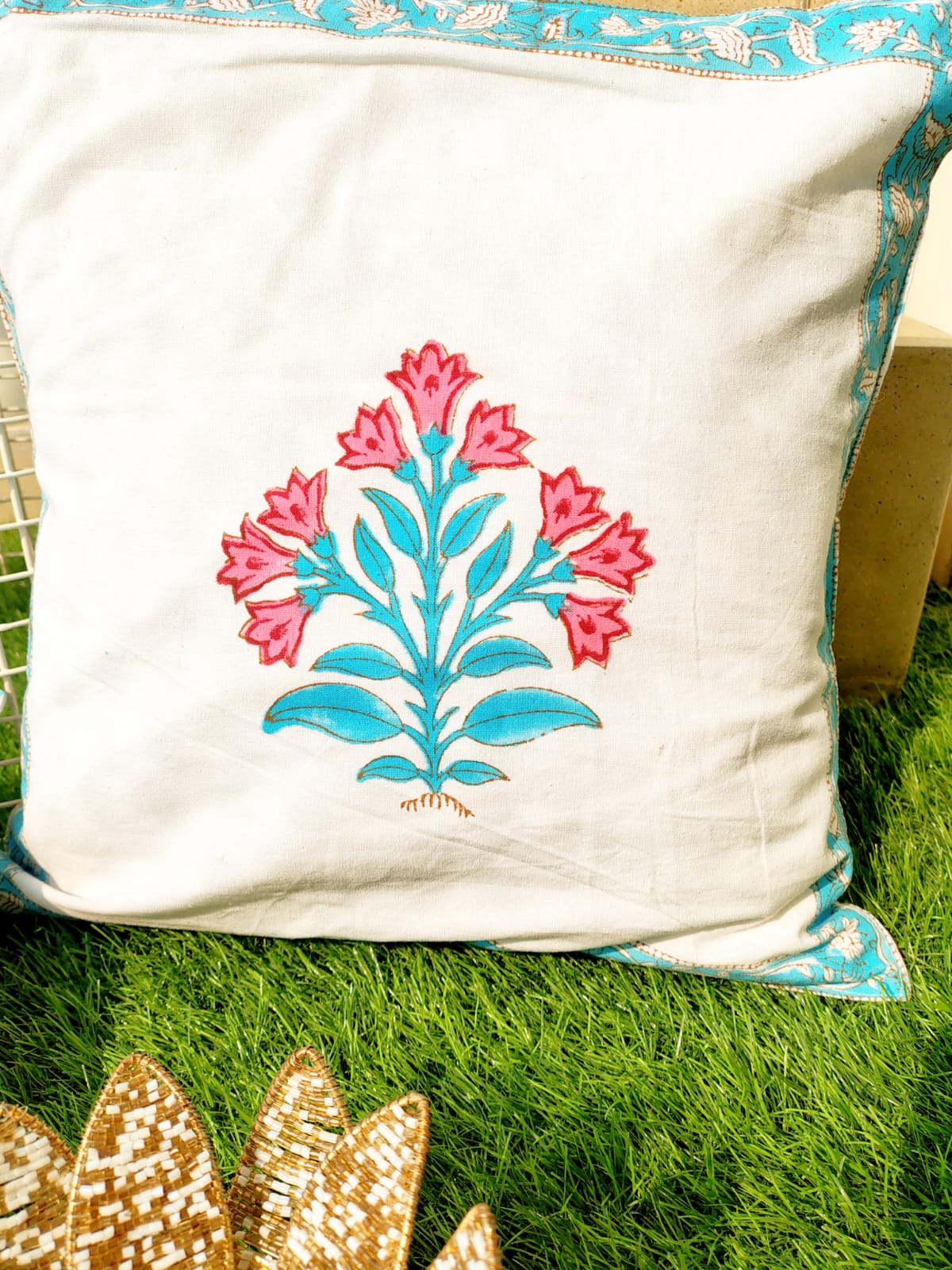 Set of 2 Hand Block Cushion Covers