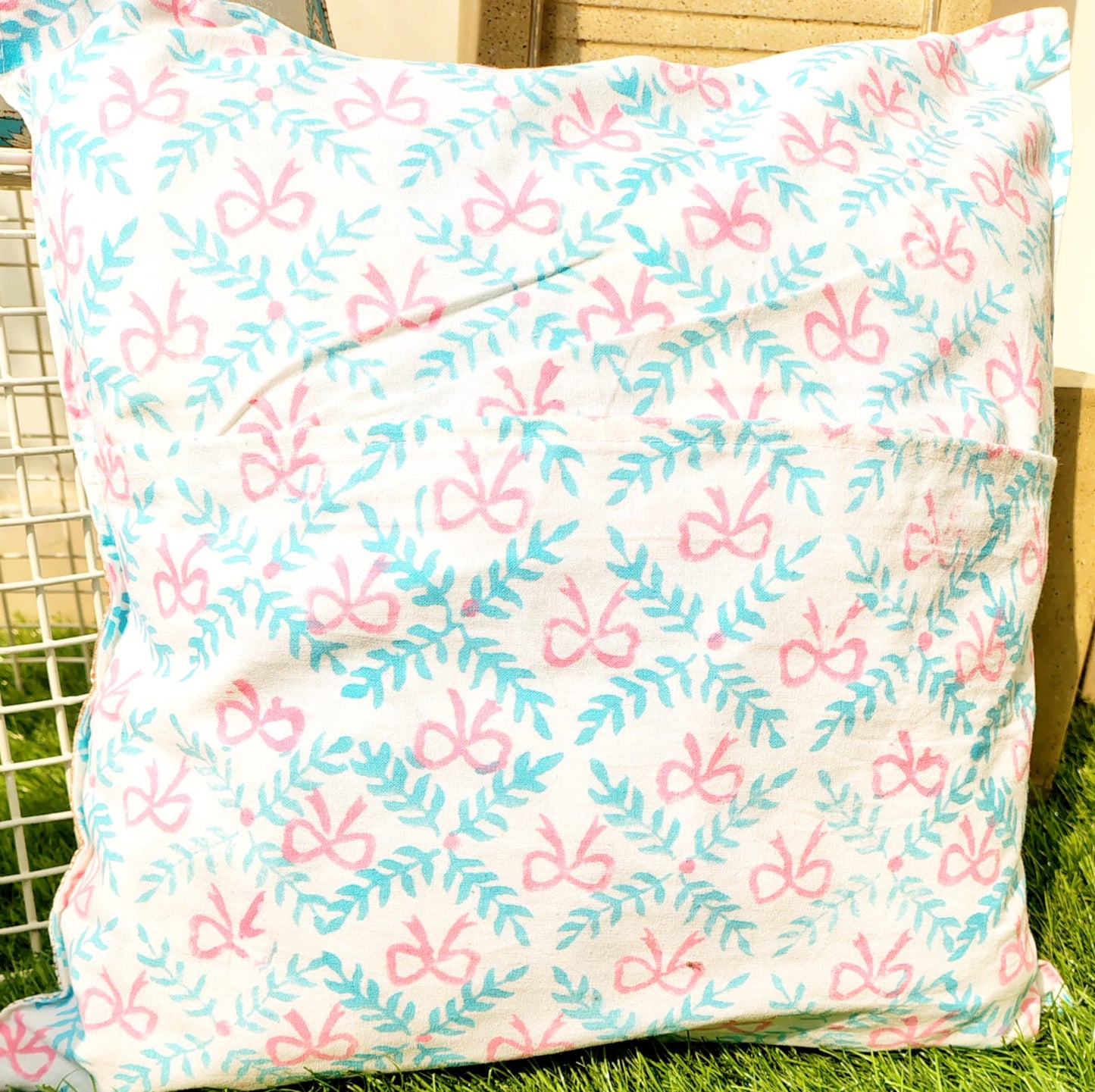 Set of 2 Hand Block Cushion Covers