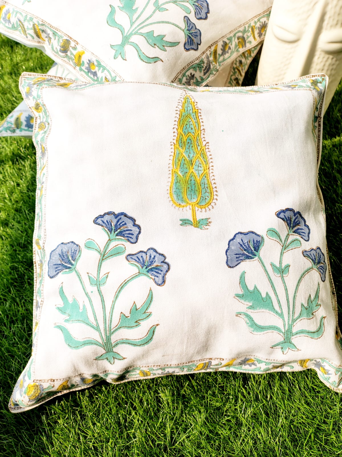 Set of 2 Hand Block Cushion Covers