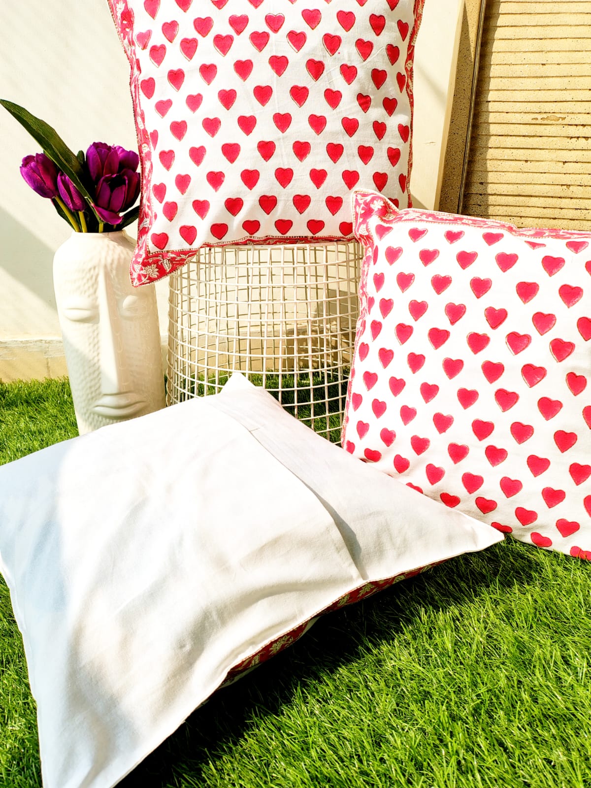 Set of 2 Hand Block Cushion Covers