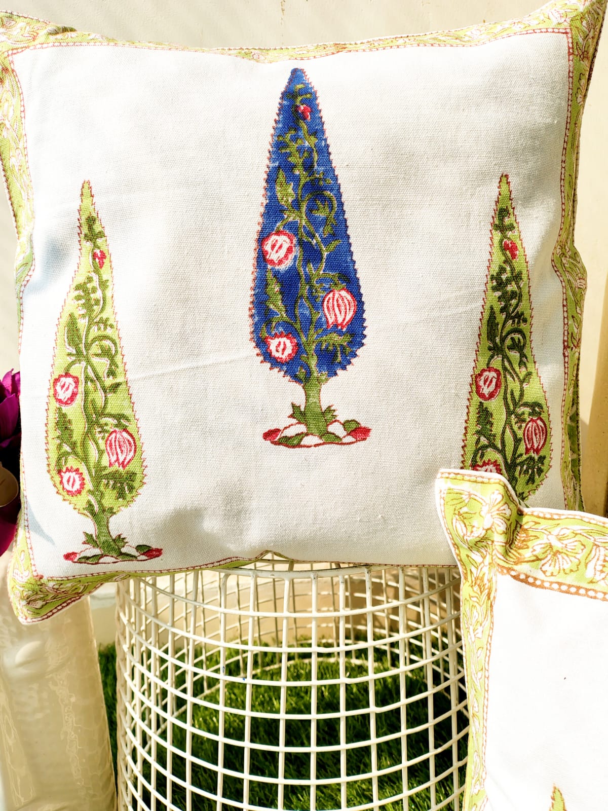 Set of 2 Hand Block Cushion Covers
