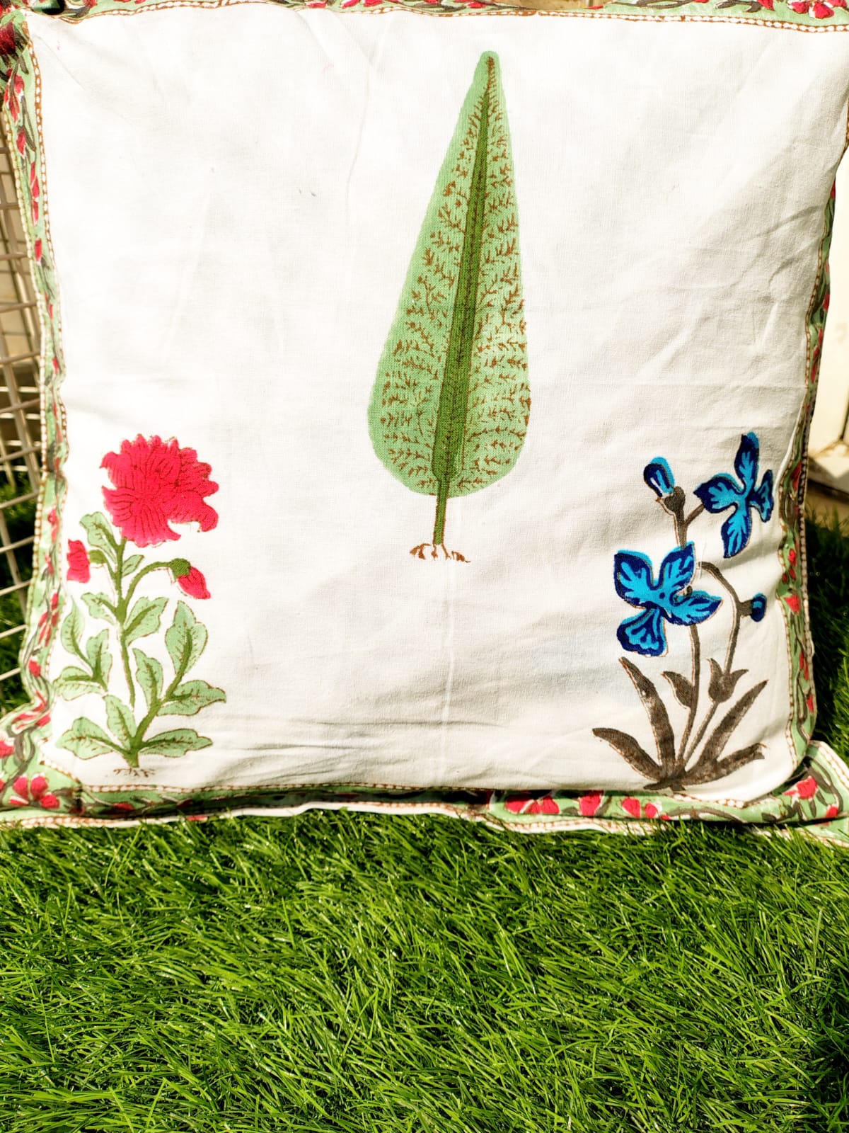 Set of 2 Hand Block Cushion Covers