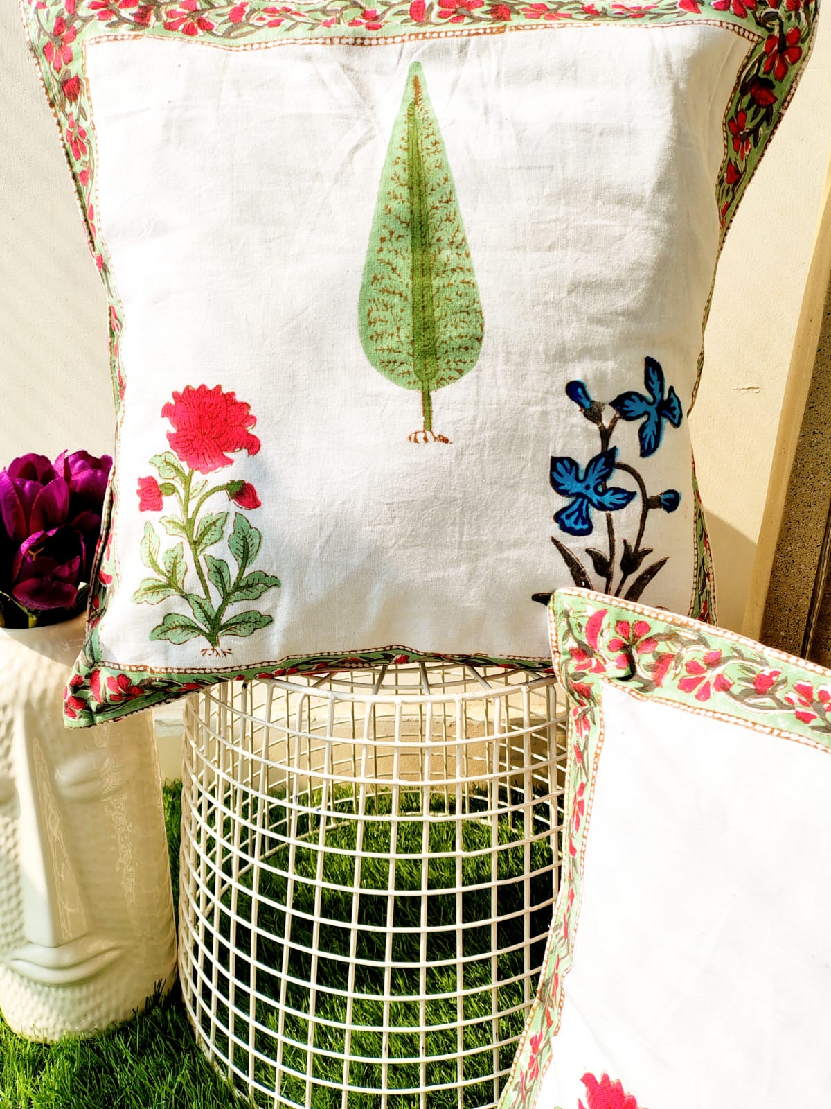 Set of 2 Hand Block Cushion Covers