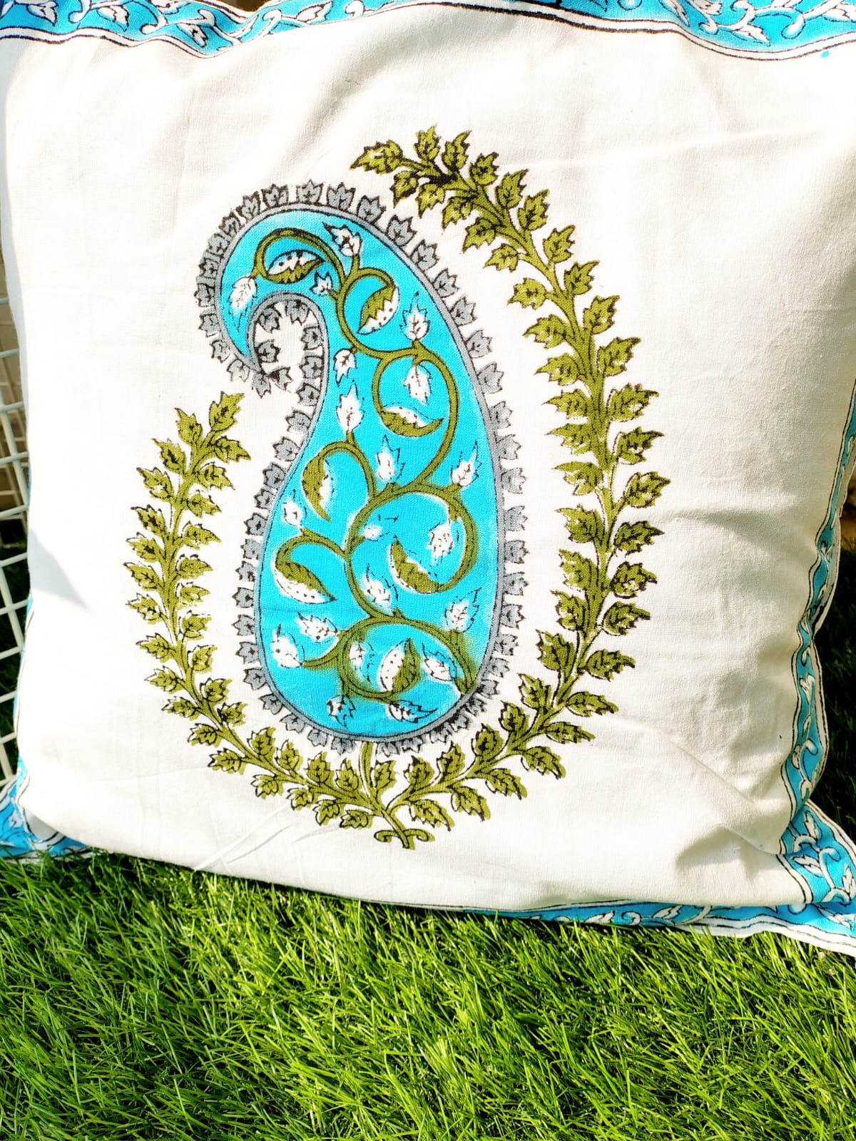 Set of 2 Hand Block Cushion Covers