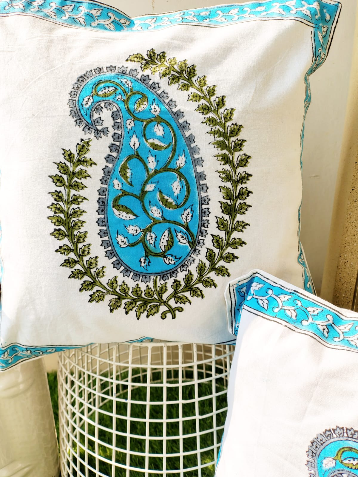 Set of 2 Hand Block Cushion Covers
