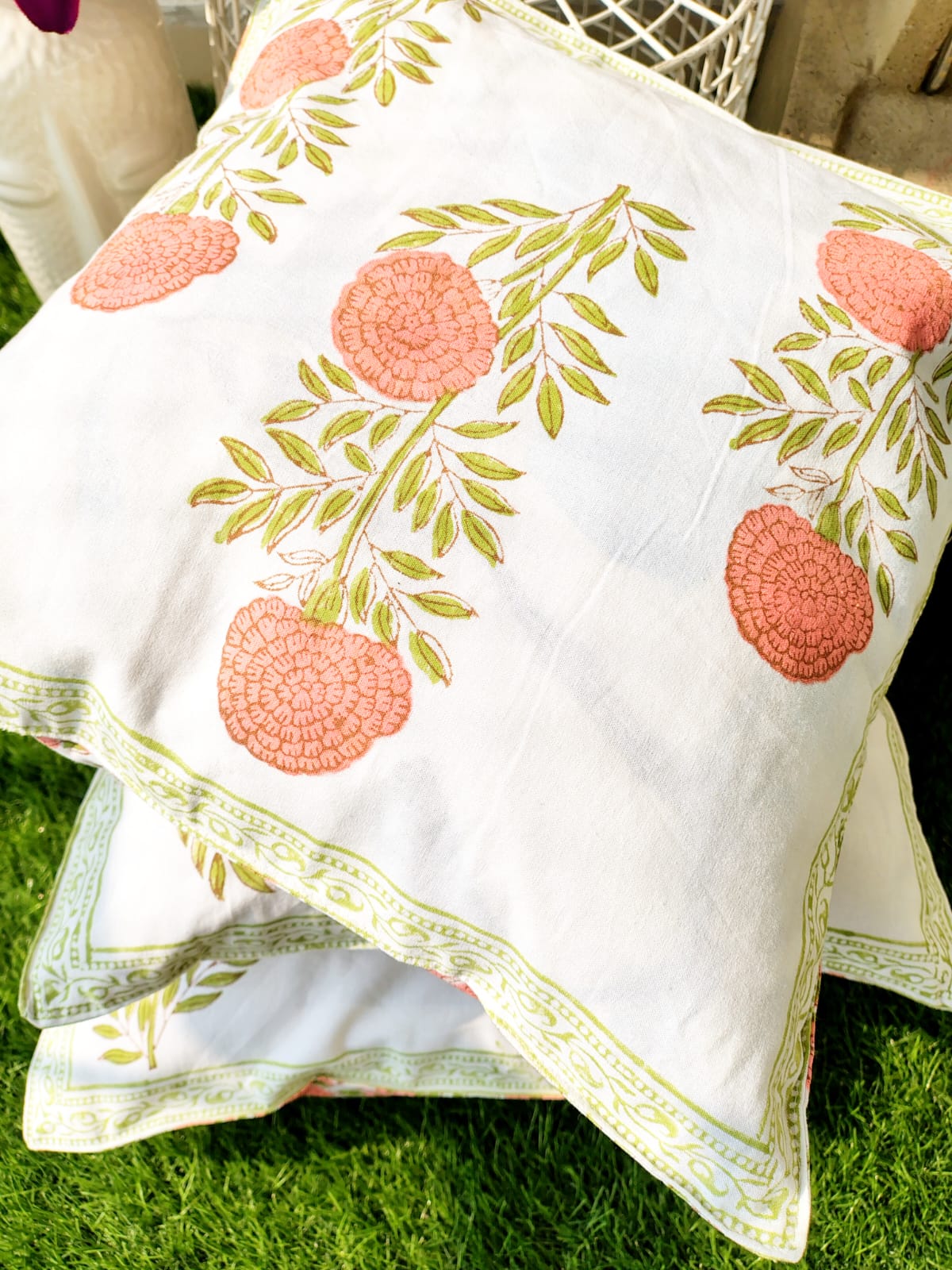 Set of 2 Hand Block Cushion Covers