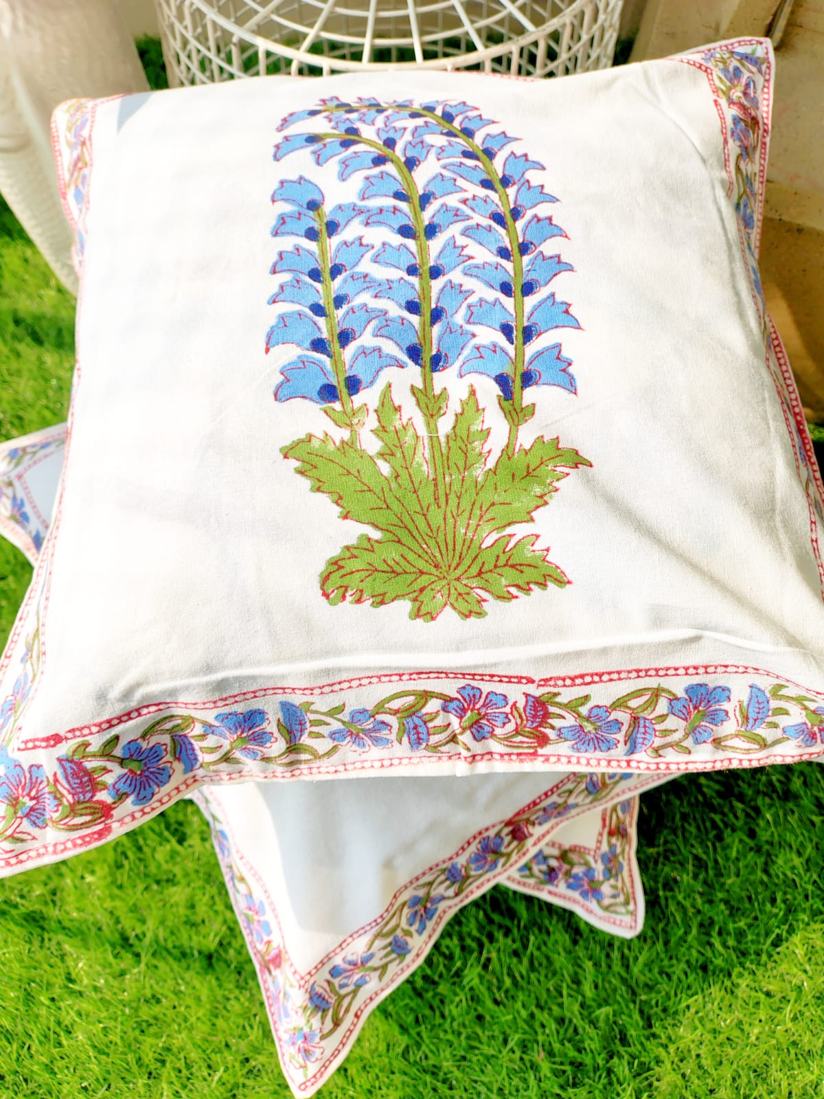 Set of 2 Hand Block Cushion Covers