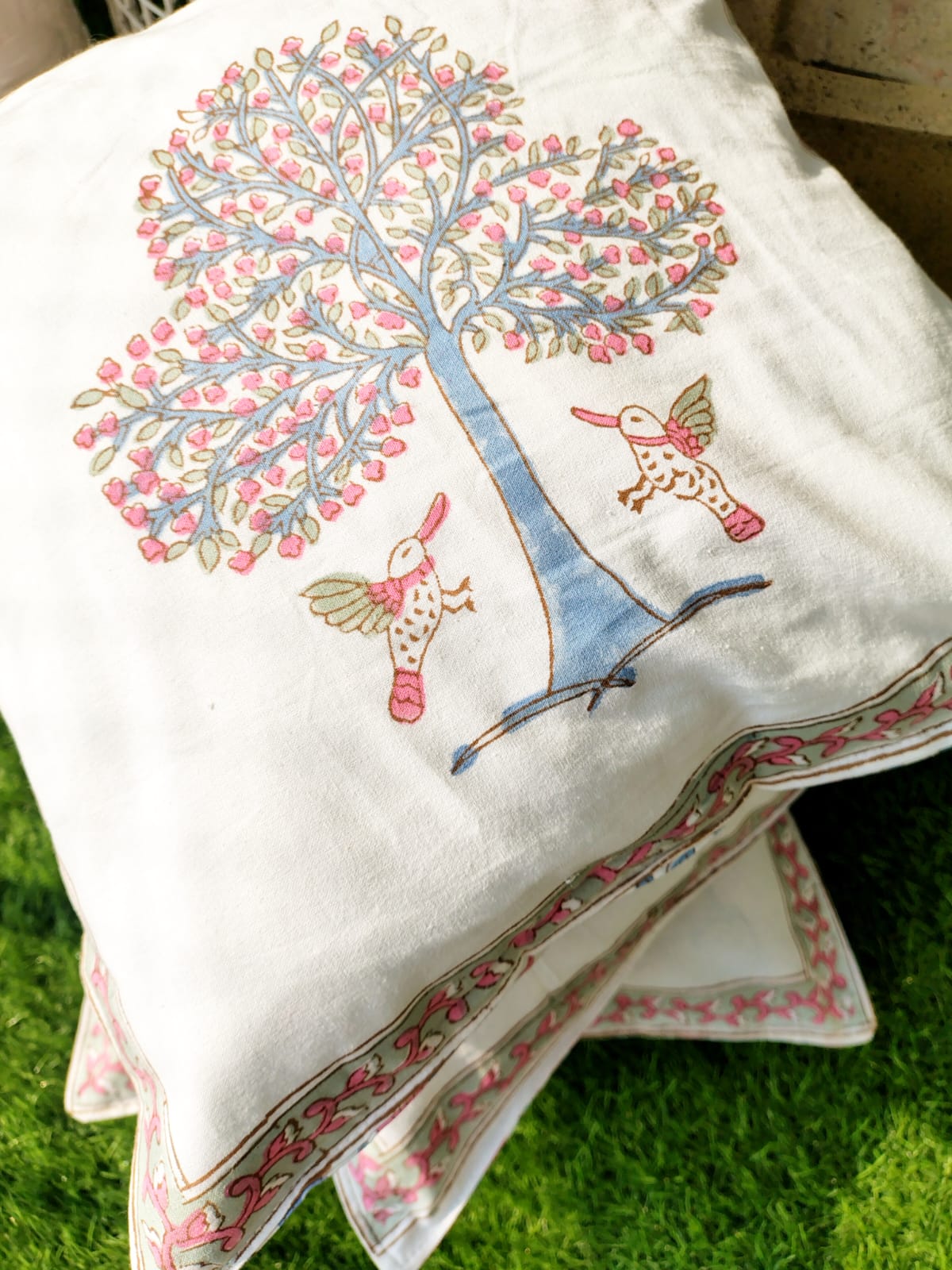 Set of 2 Hand Block Cushion Covers