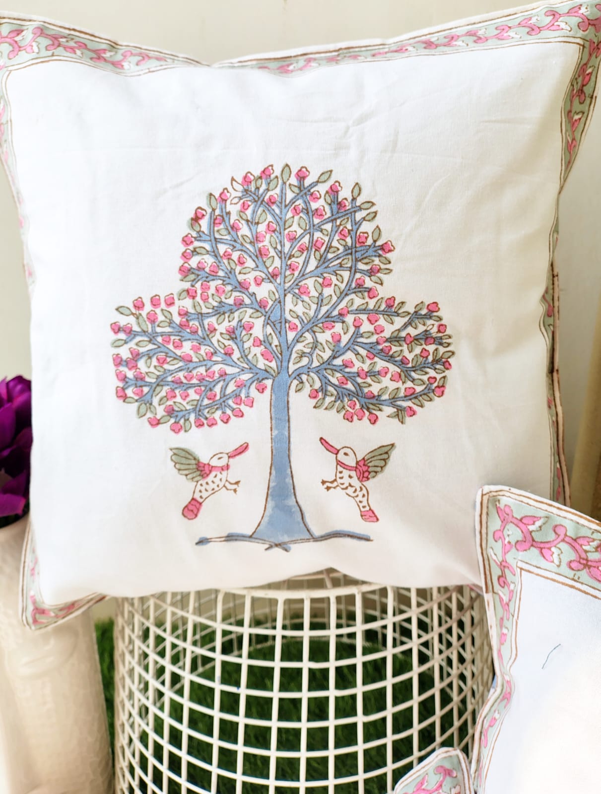 Set of 2 Hand Block Cushion Covers