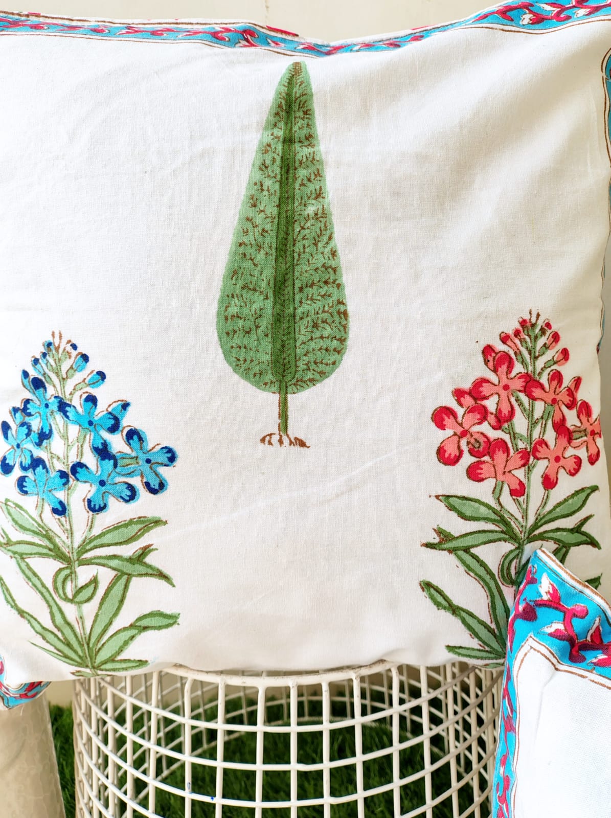 Set of 2 Hand Block Cushion Covers