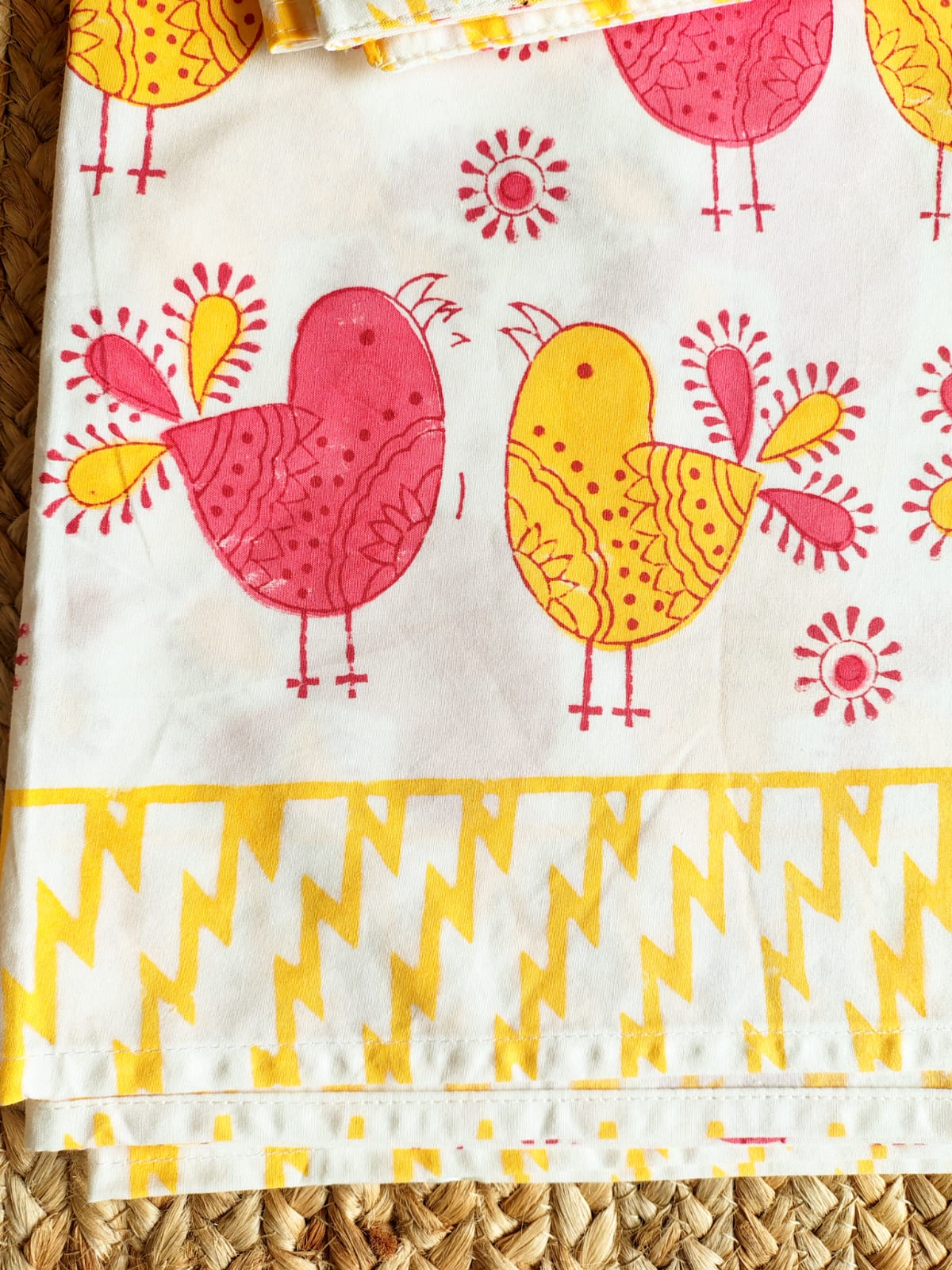 Birds Print Kids Hand Block Bedsheet