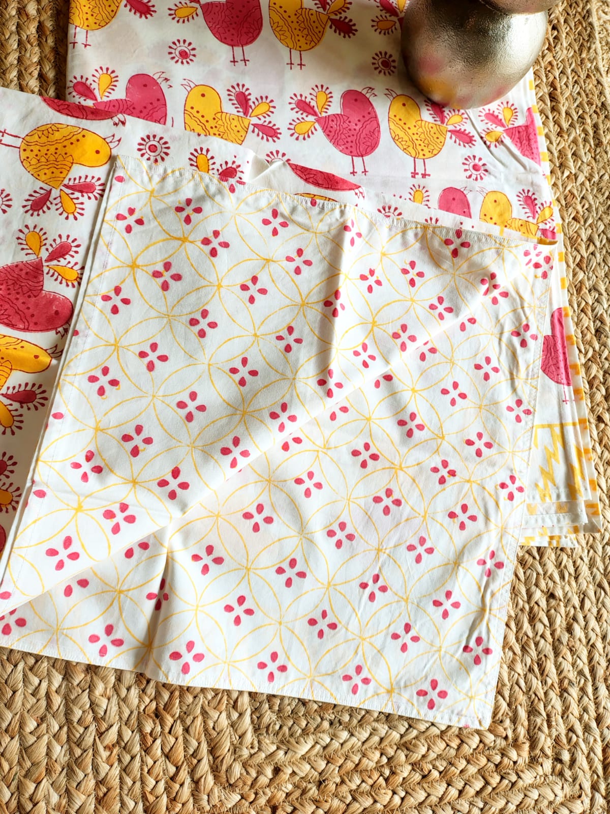 Birds Print Kids Hand Block Bedsheet