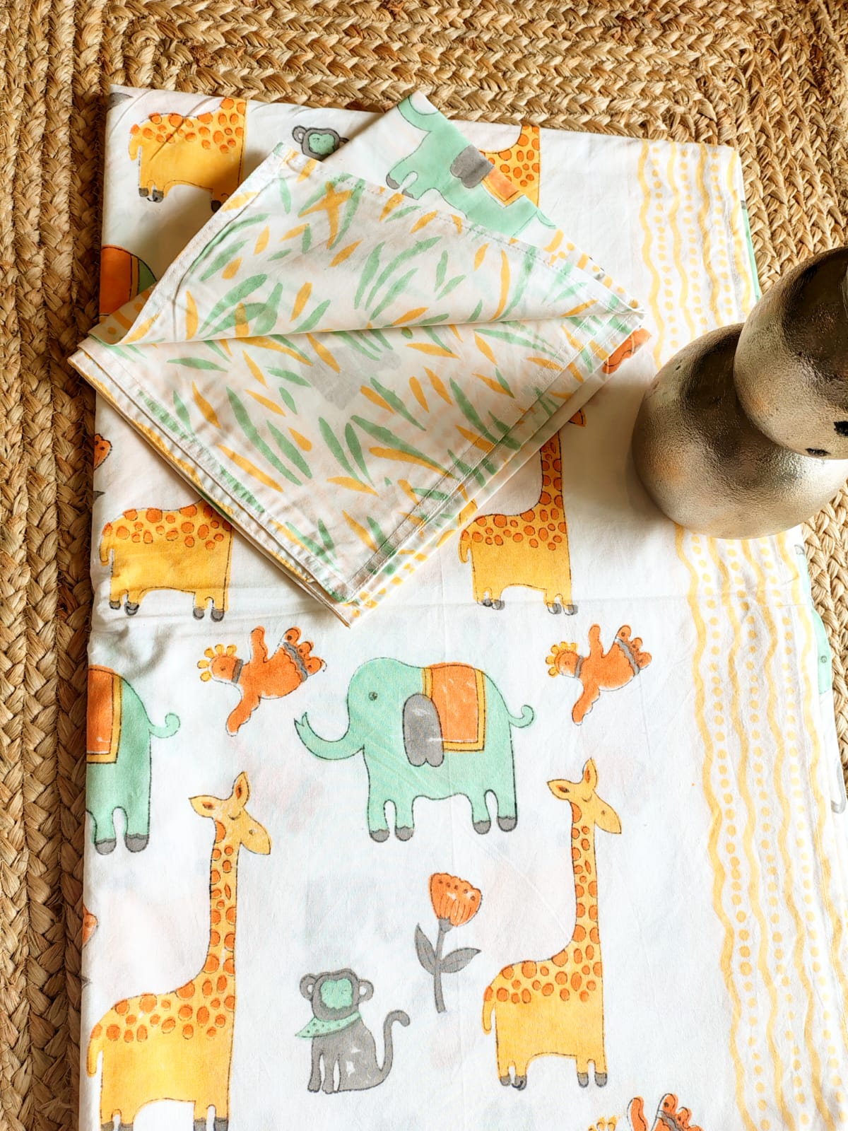 Jungle Print Kids Hand Block Bedsheet