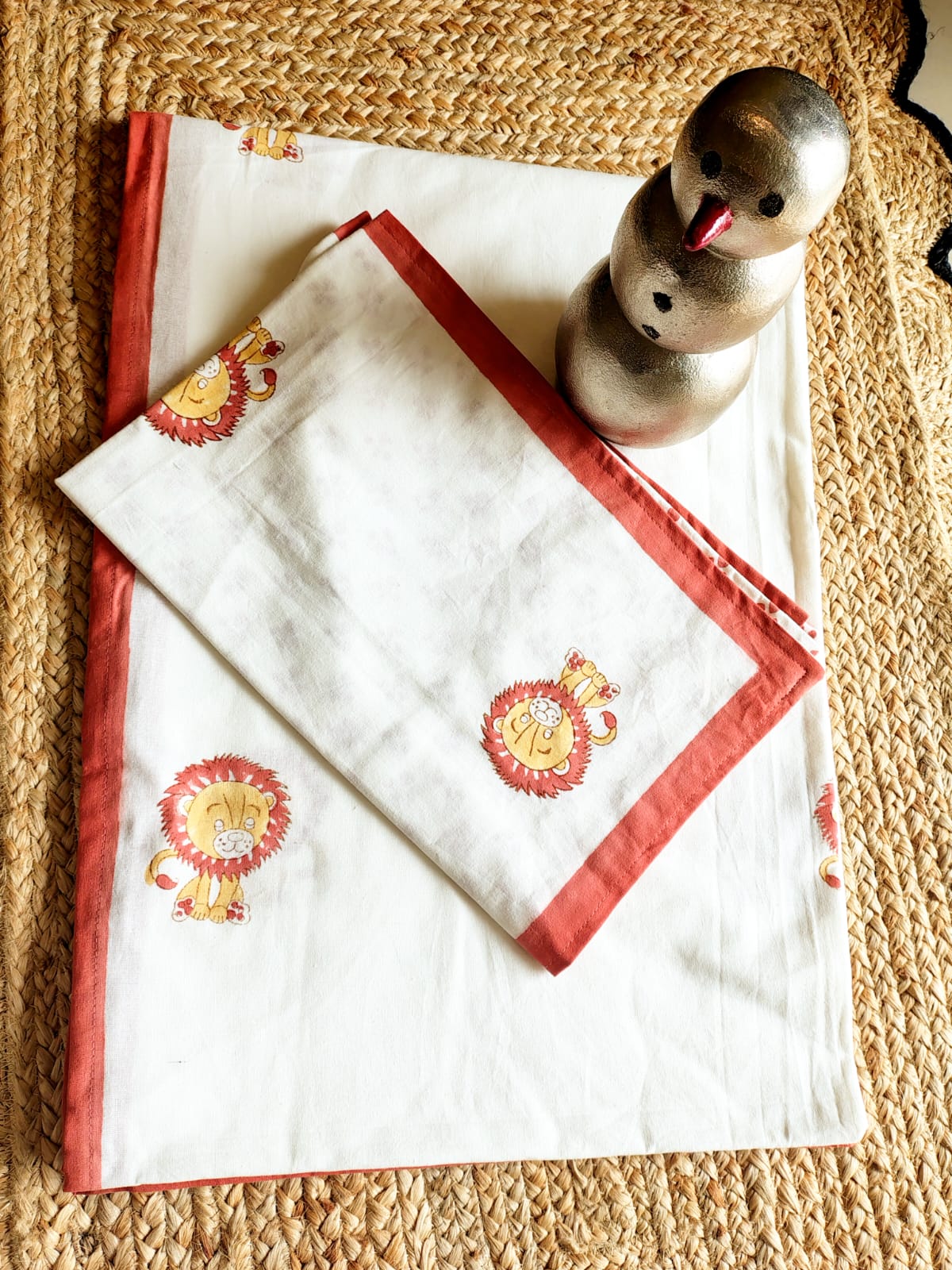 Lion Print Kids Hand Block Bedsheet - Bichhavans