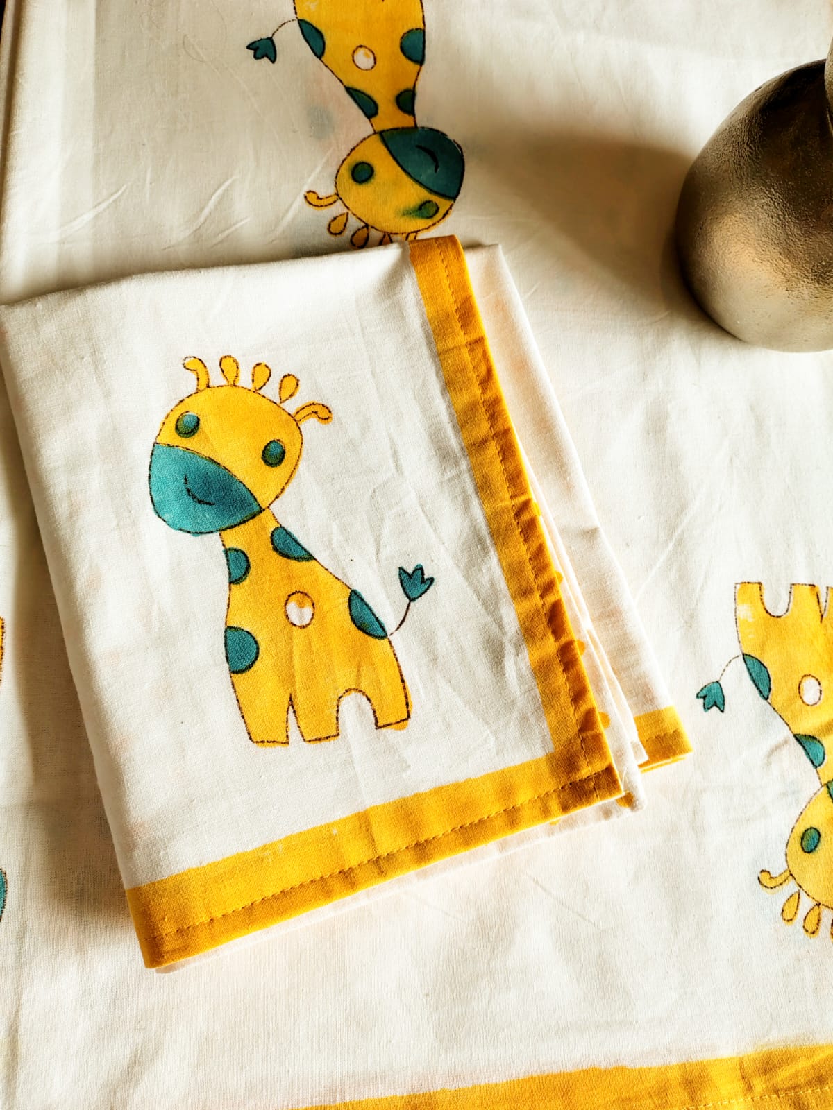 Giraffe Print Kids Hand Block Bedsheet