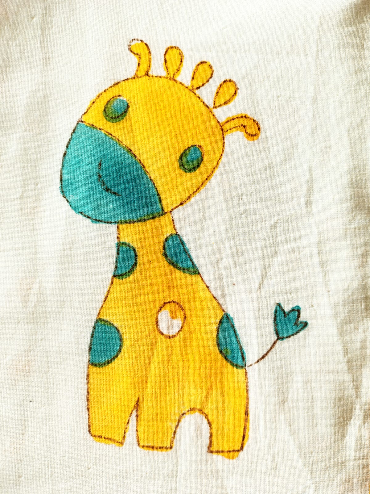 Giraffe Print Kids Hand Block Bedsheet