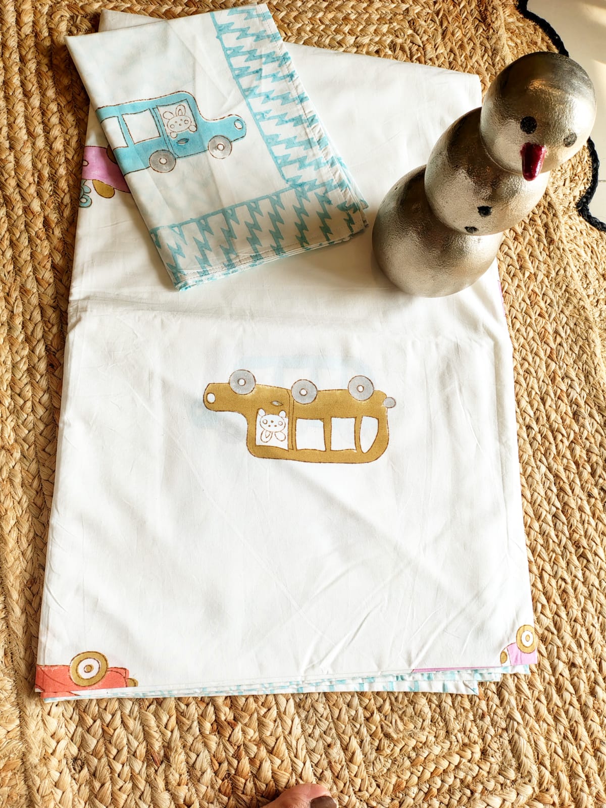 Car Print Kids Hand Block Bedsheet