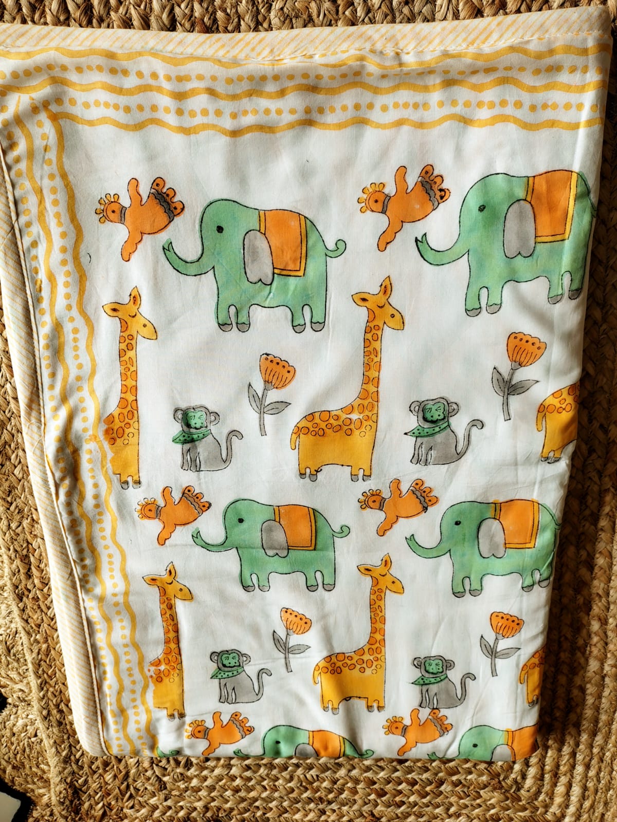Jungle Print Kids Hand Block Reversible Dohar