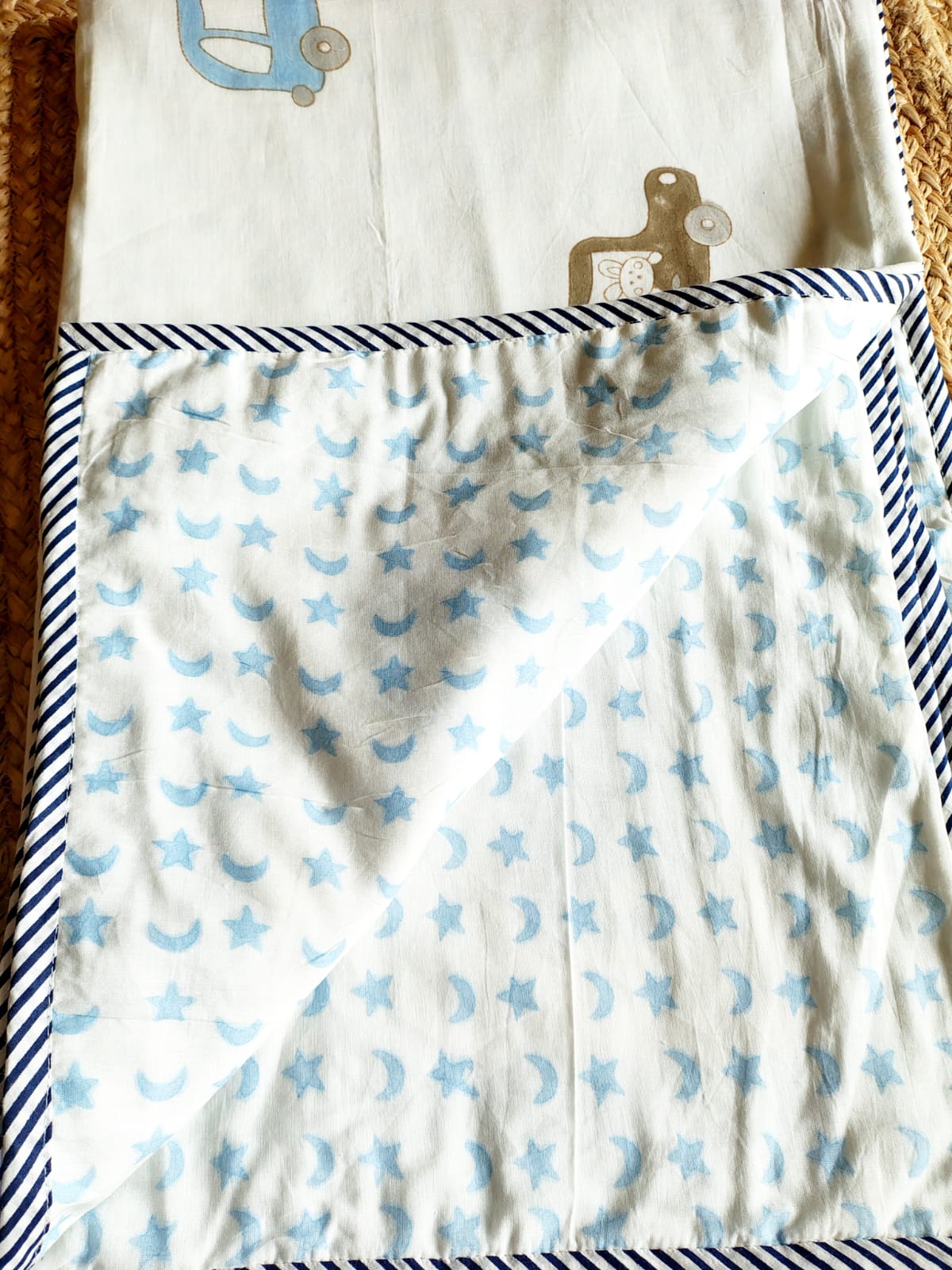 Car Print Kids Hand Block Reversible Dohar