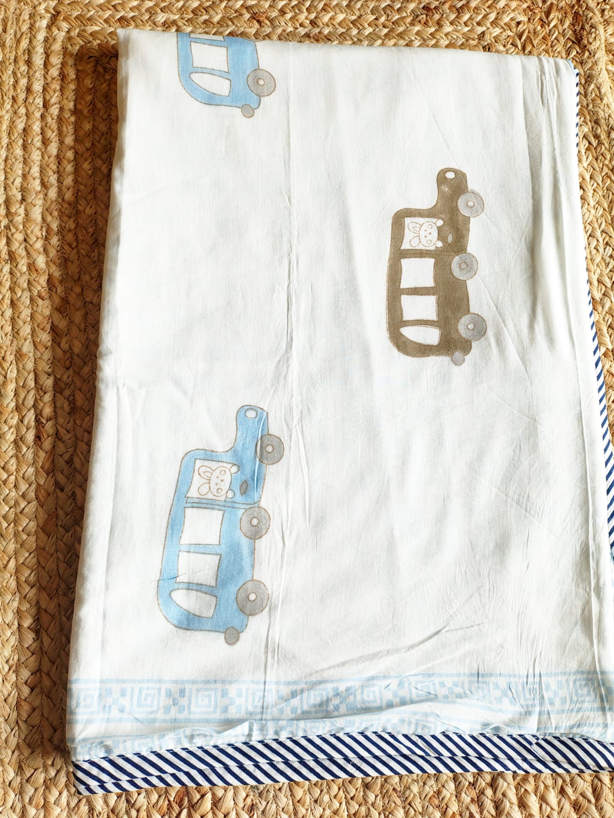 Car Print Kids Hand Block Reversible Dohar