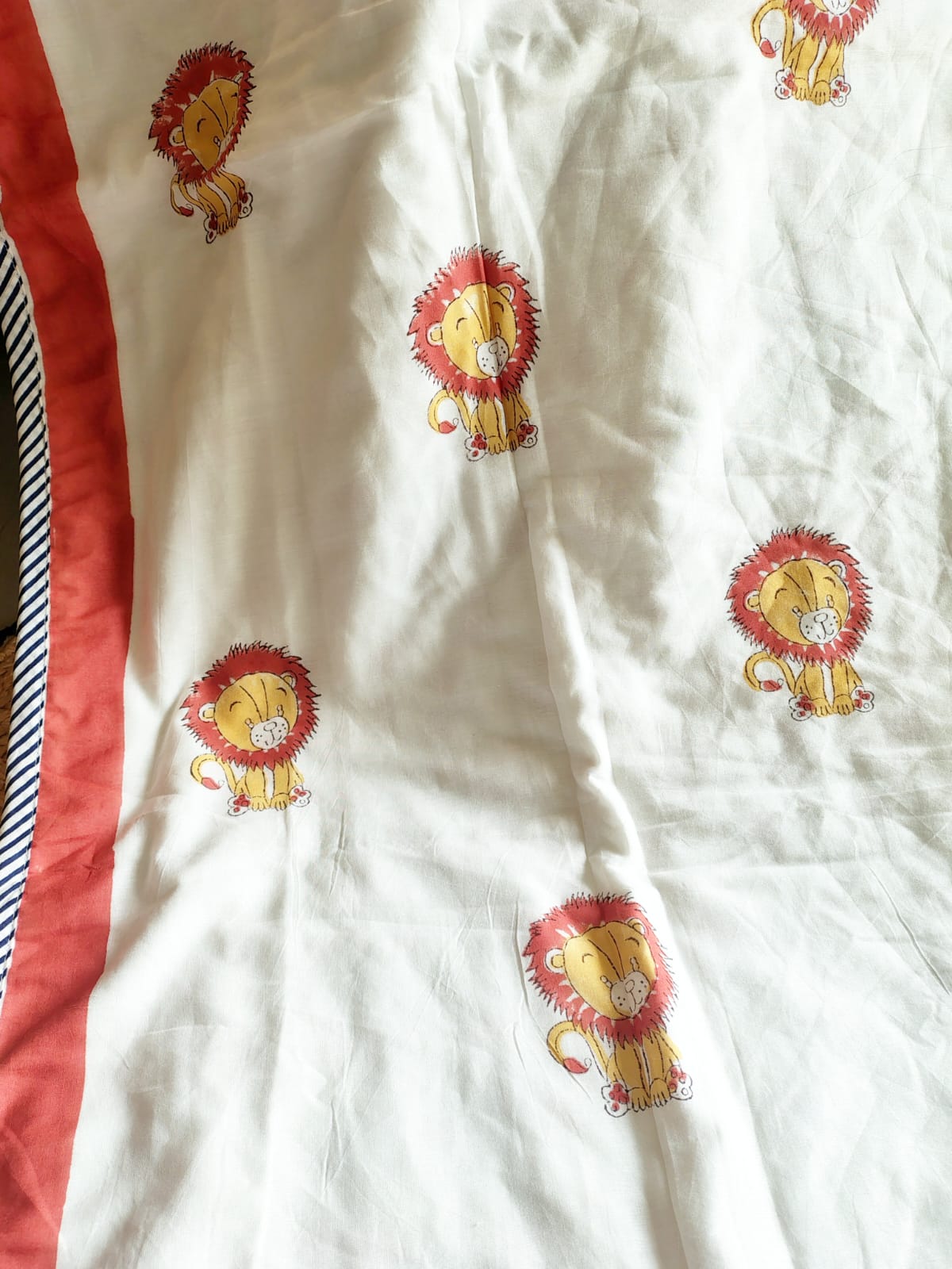 Lion Print Kids Hand Block Reversible Dohar