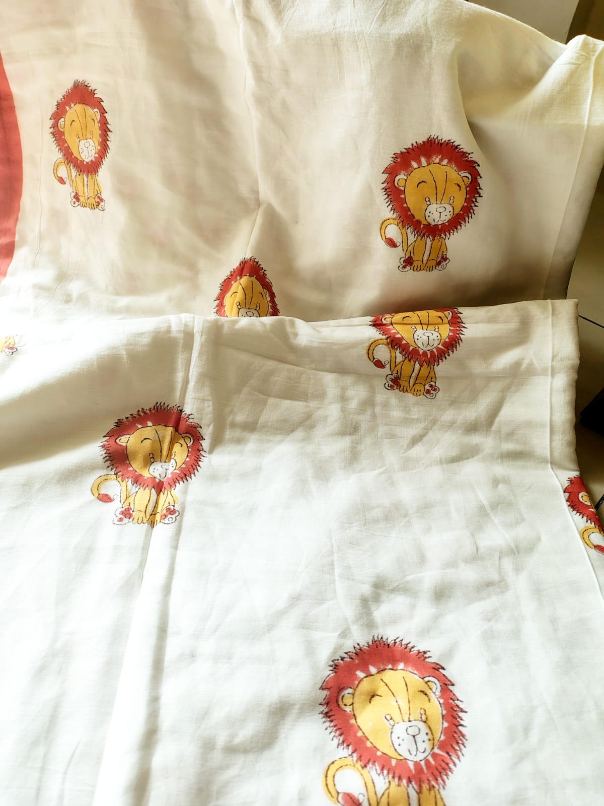 Lion Print Kids Hand Block Reversible Dohar