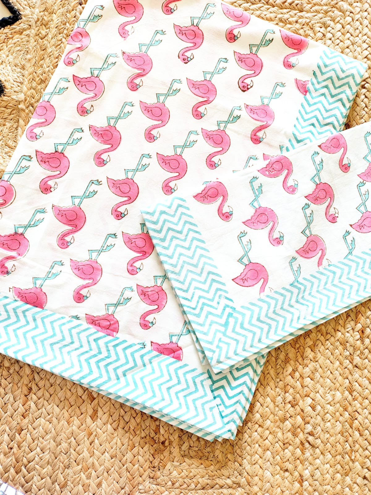 Flamingo Print Kids Hand Block Bedsheet