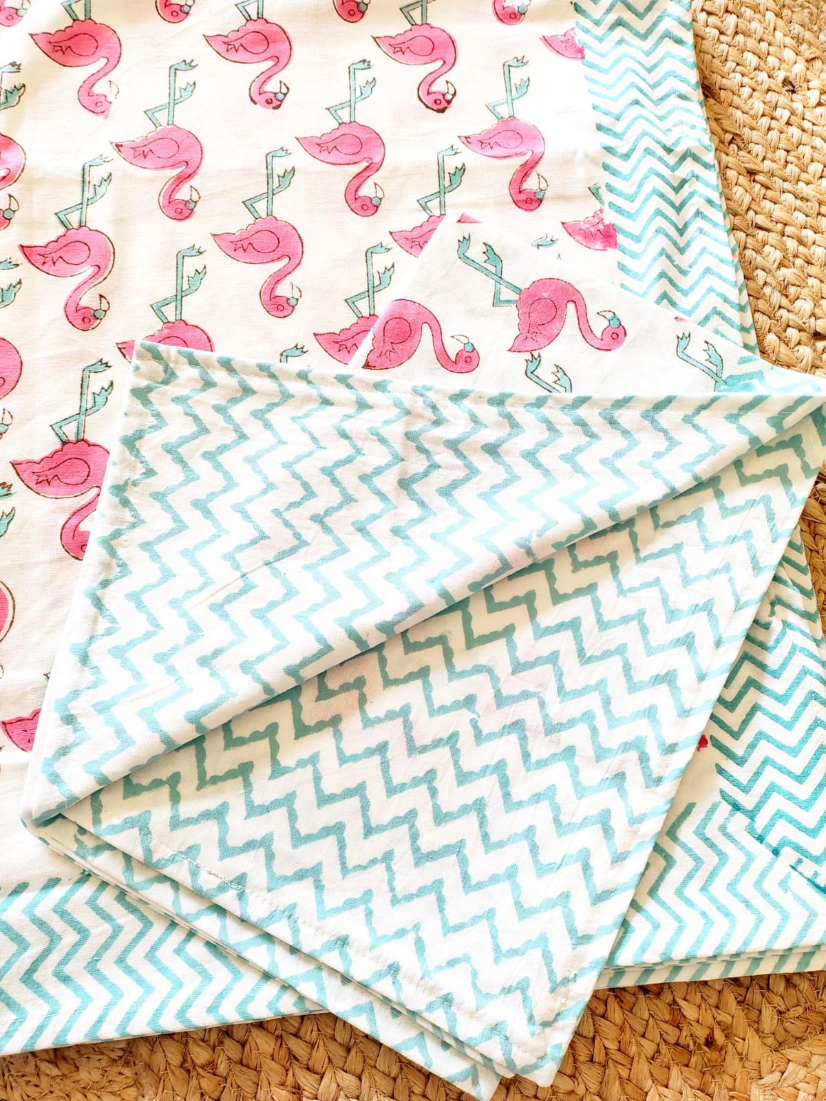 Flamingo Print Kids Hand Block Bedsheet
