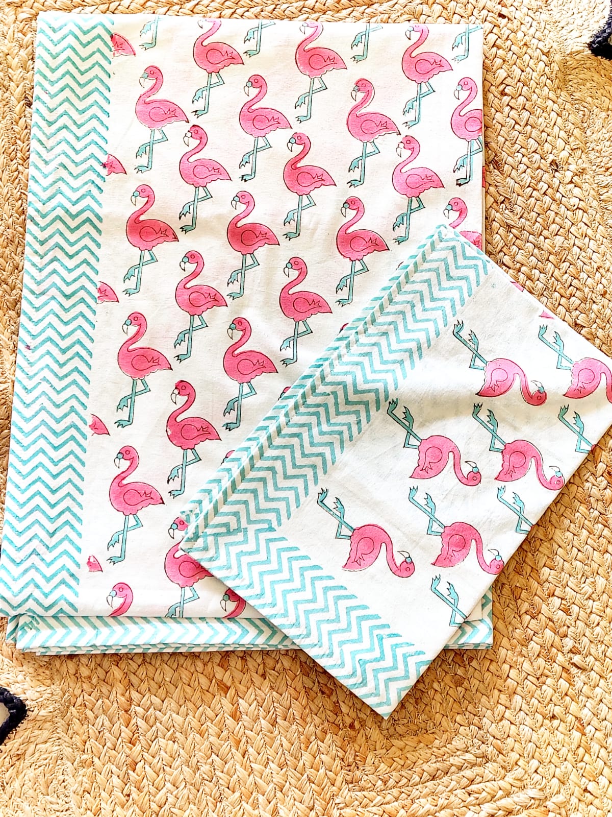 Flamingo Print Kids Hand Block Bedsheet