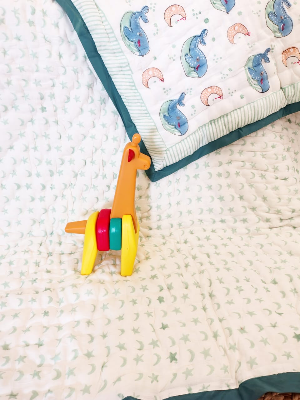 Whale Print Kids Hand Block Reversible Quilt