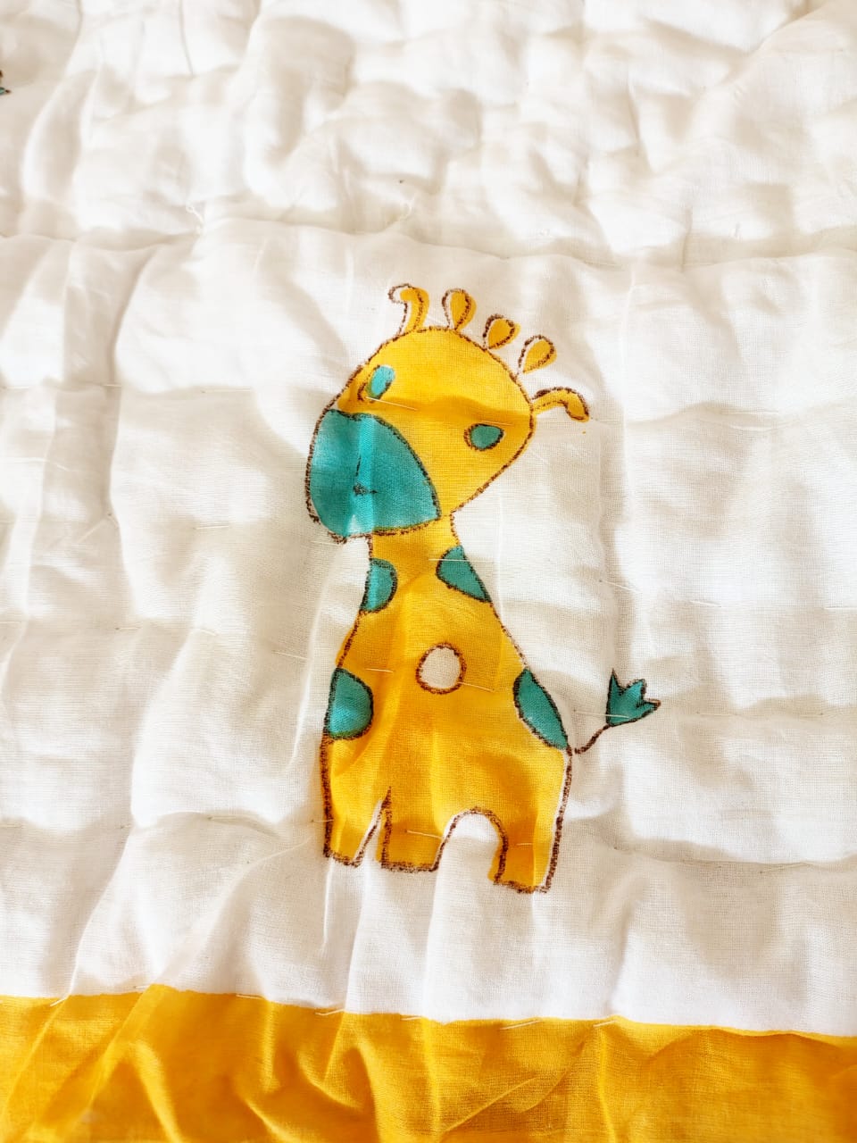 Giraffe Print Kids Hand Block Reversible Quilt
