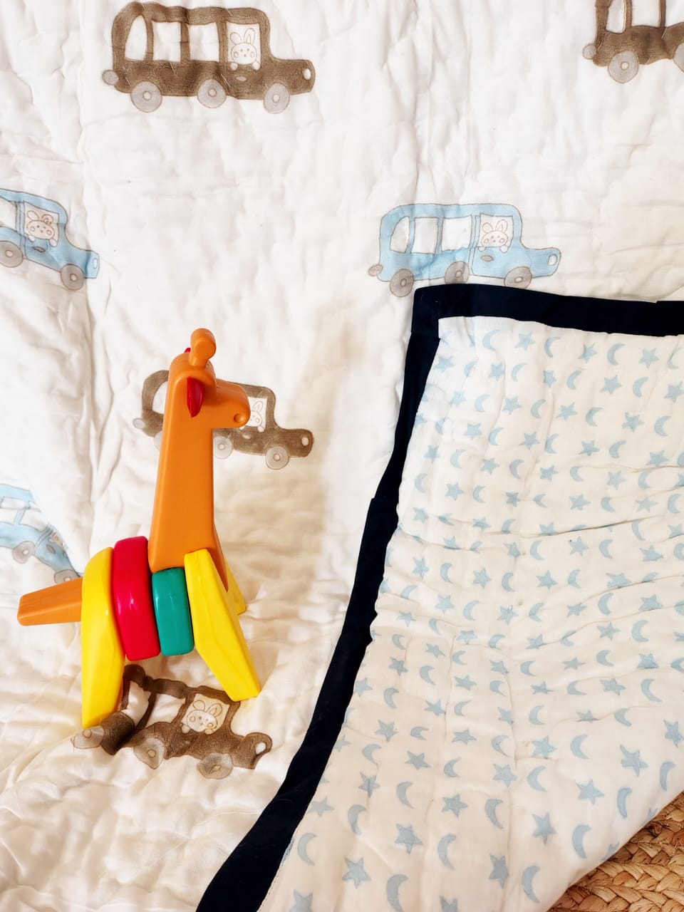 Car Print Kids Hand Block Reversible Quilt