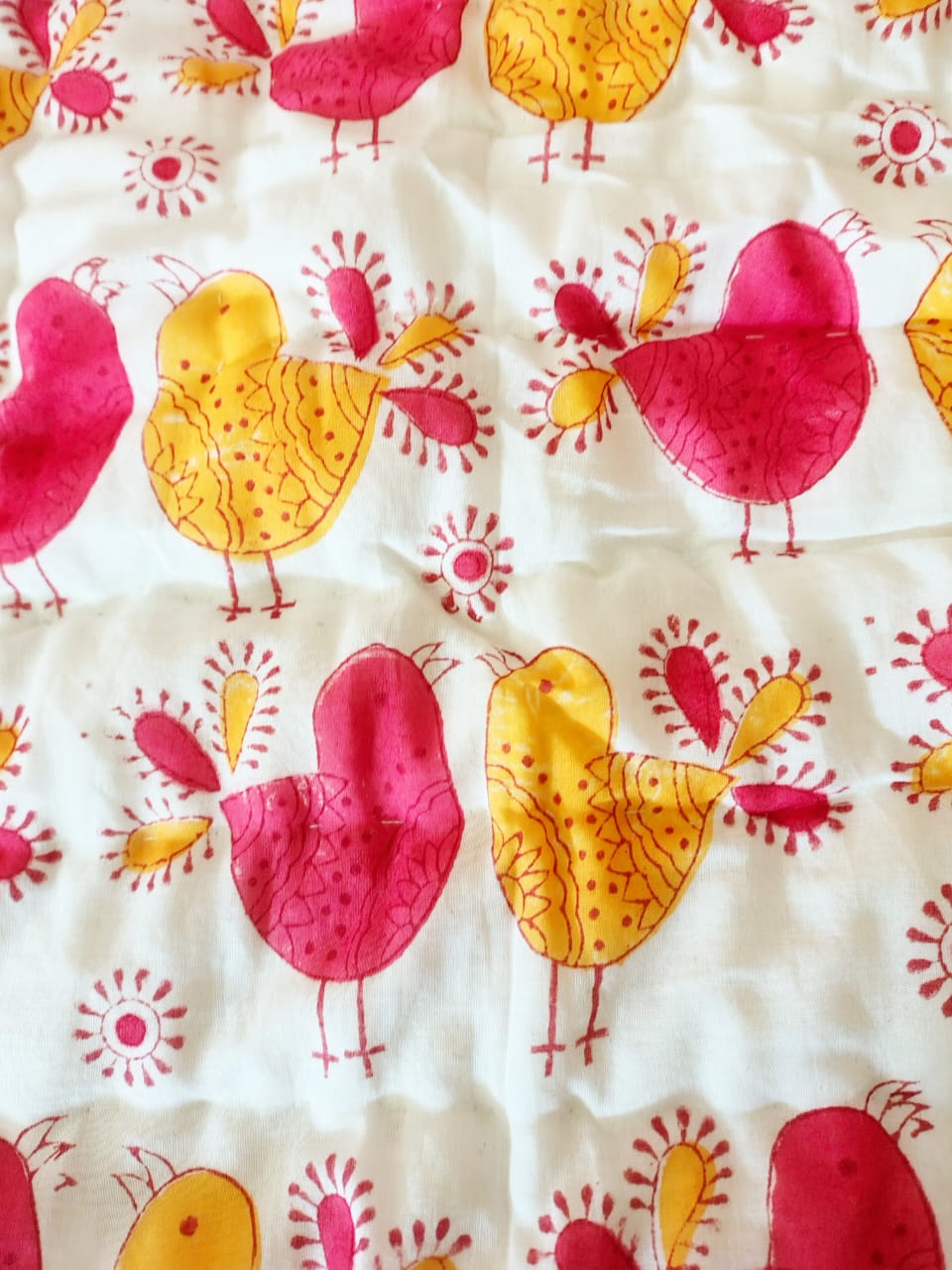 Bird Print Kids Hand Block Reversible Quilt