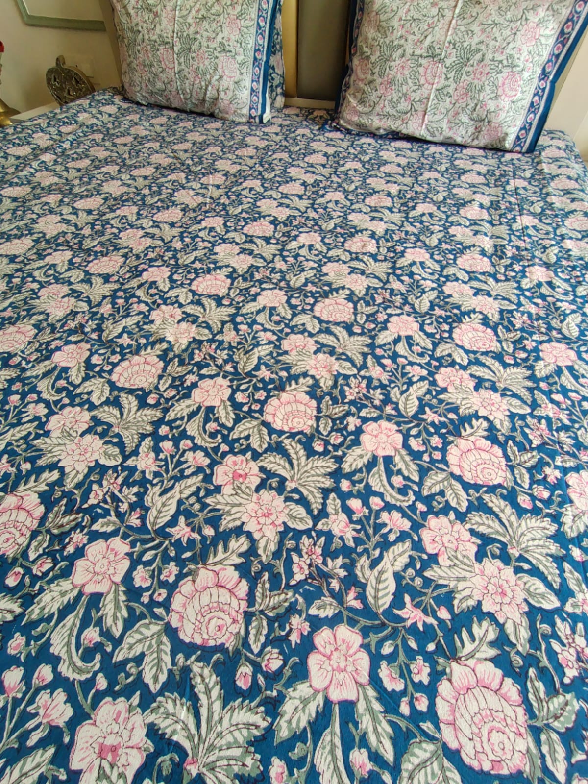 Pinky Pom Block Print Bedsheet & Quilt Set