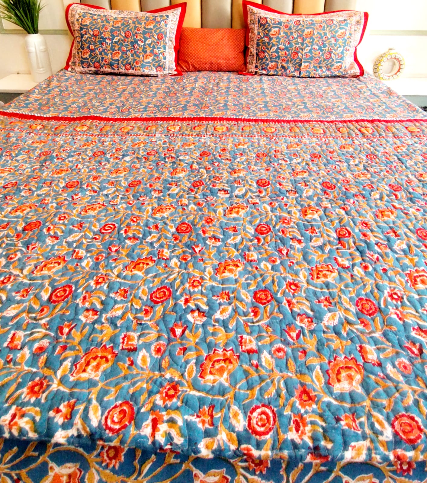 Blue Berry Quilted Bedcover