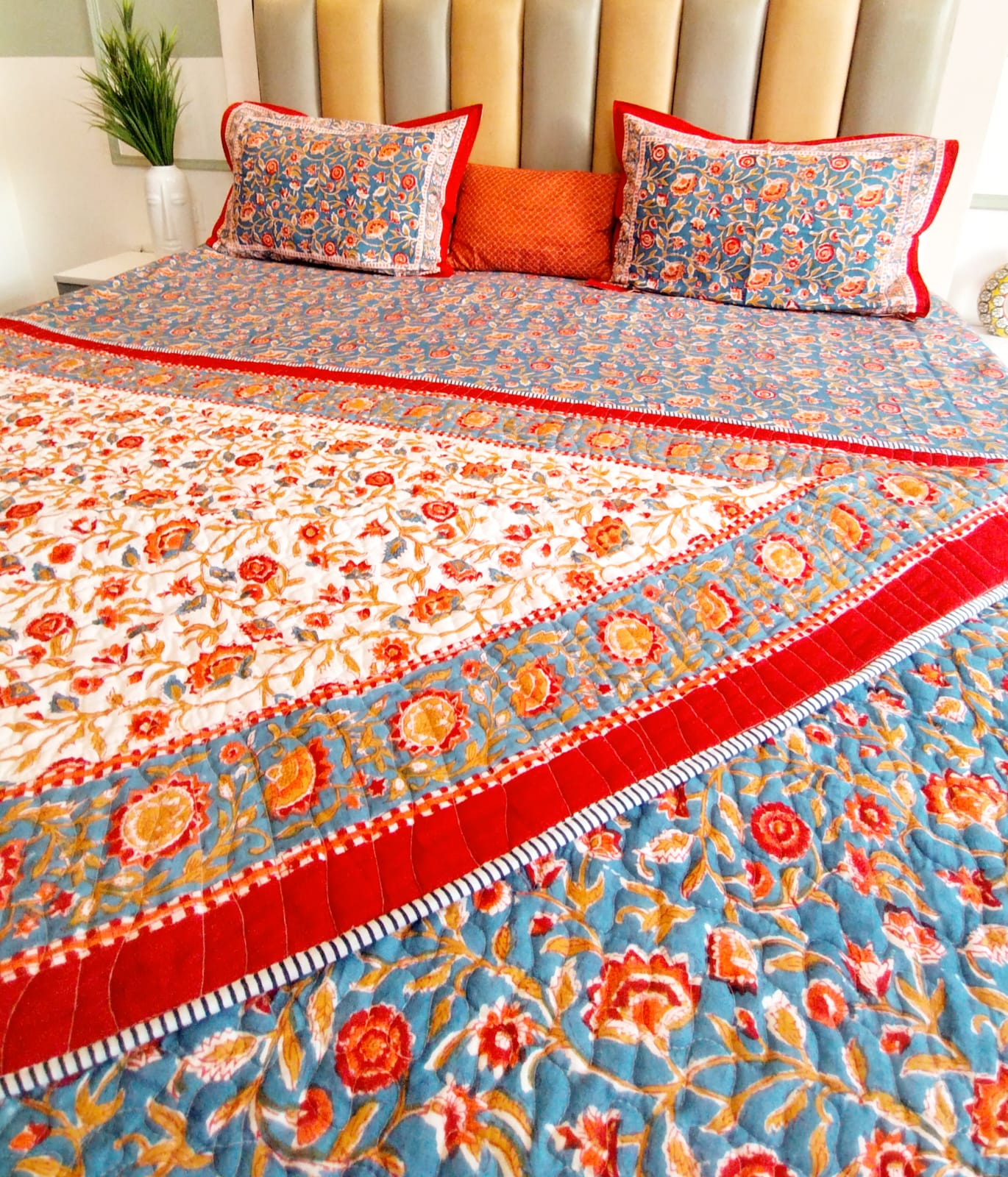 Blue Berry Quilted Bedcover