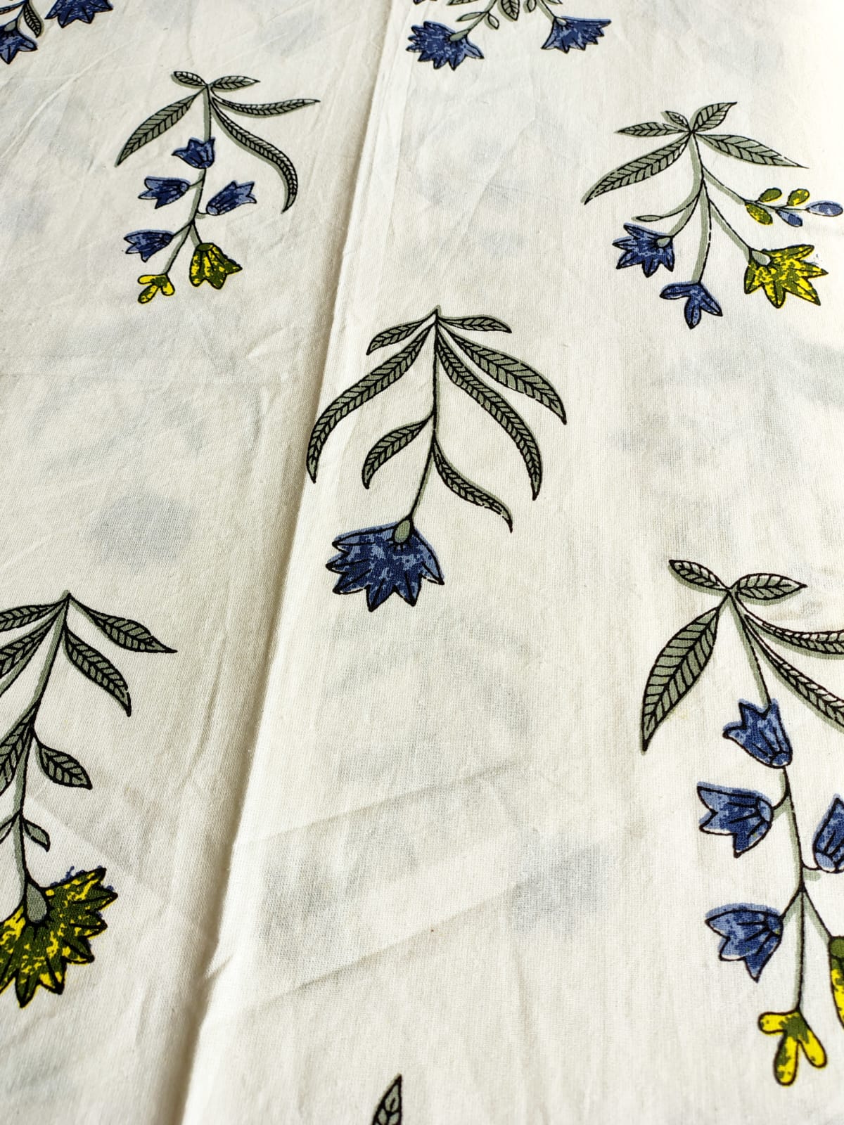 Blue Floral Traditional Printed Bedsheet with Two Reversible Pillow Covers