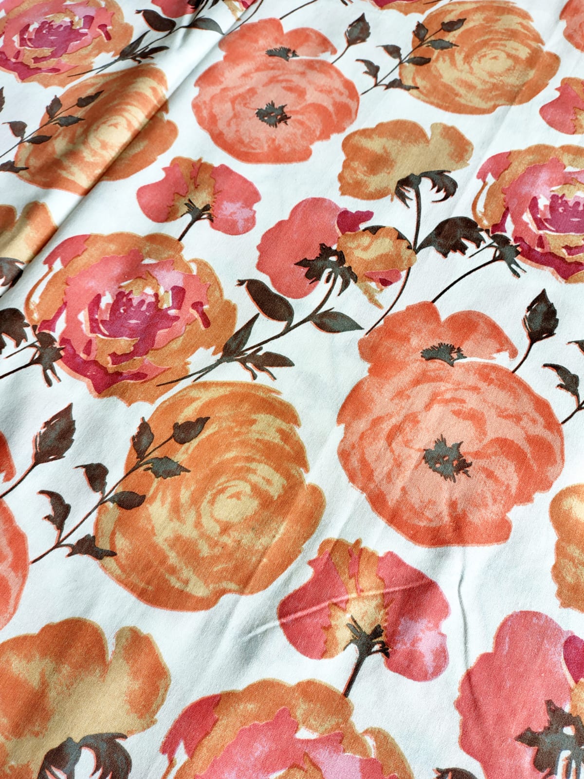 Orange Roses Traditional Printed Bedsheet with Two Reversible Pillow Covers