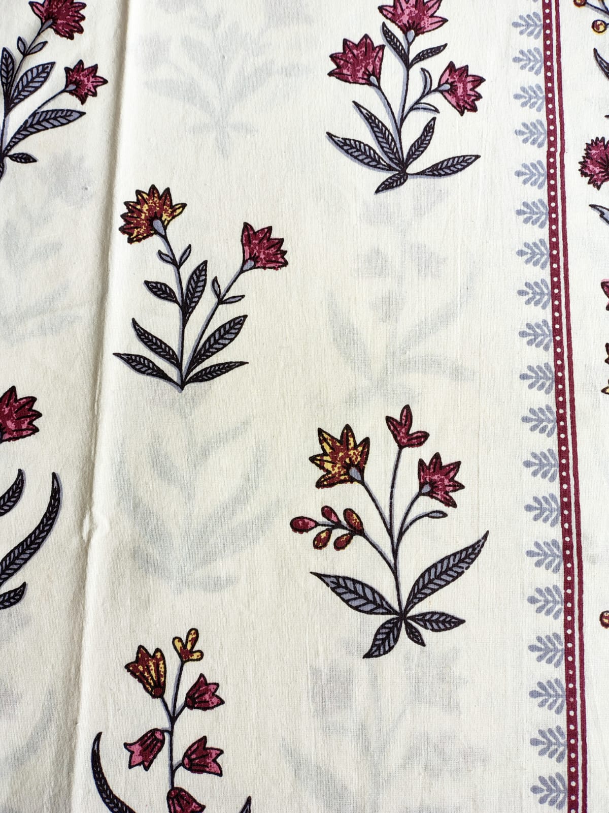 Red Floral Traditional Printed Bedsheet with Two Reversible Pillow Covers