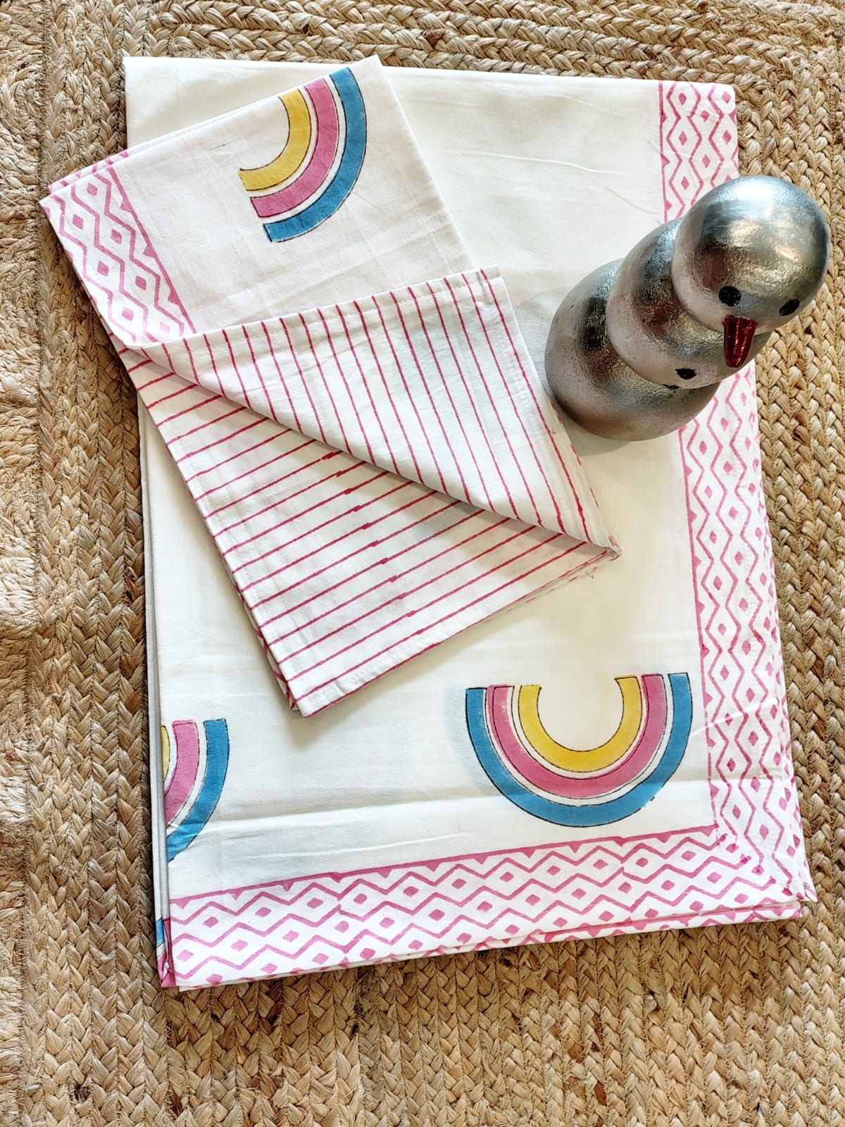 Rainbow Print Kids Hand Block Bedsheet
