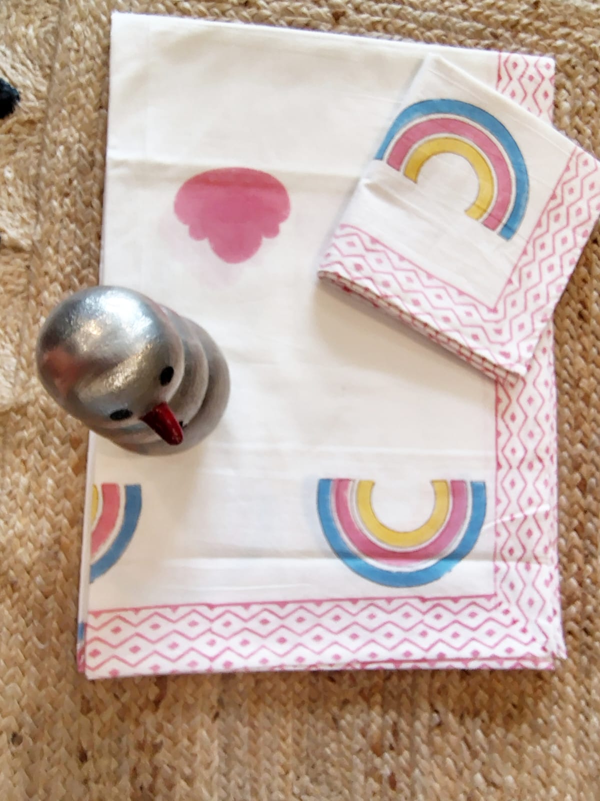 Rainbow Print Kids Hand Block Bedsheet