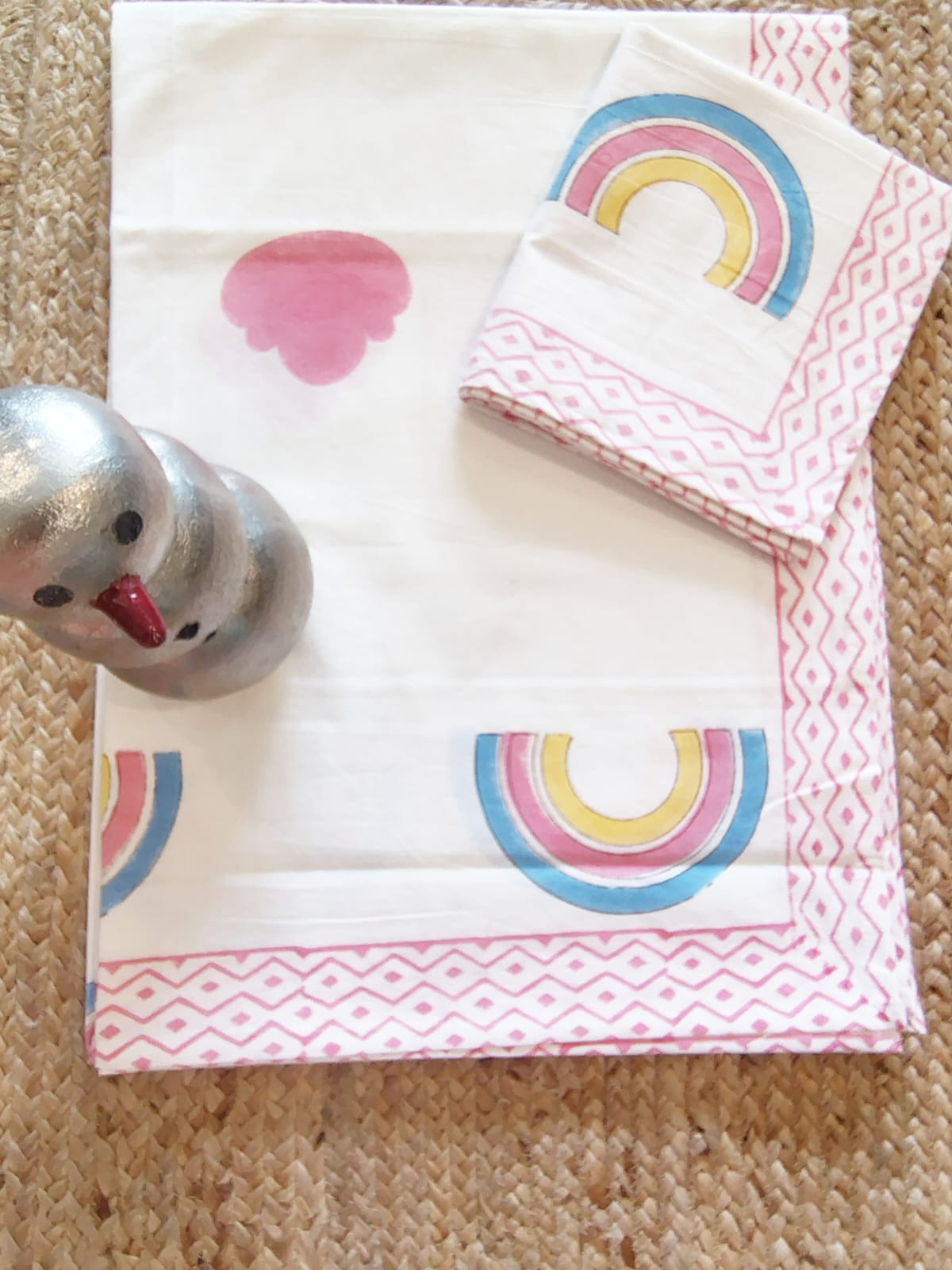 Rainbow Print Kids Hand Block Bedsheet