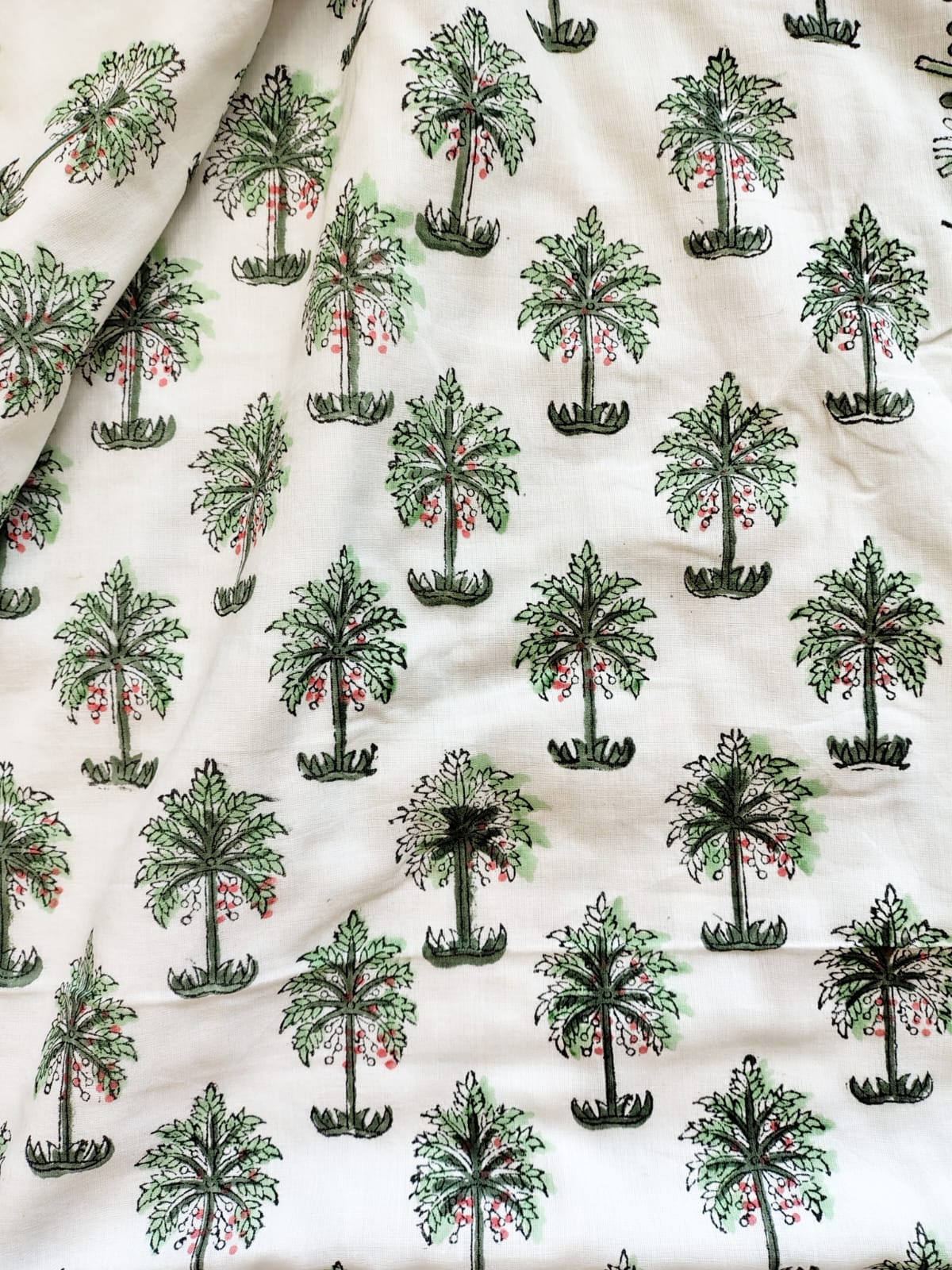 Green Palm Tree Hand Block Reversible Dohar