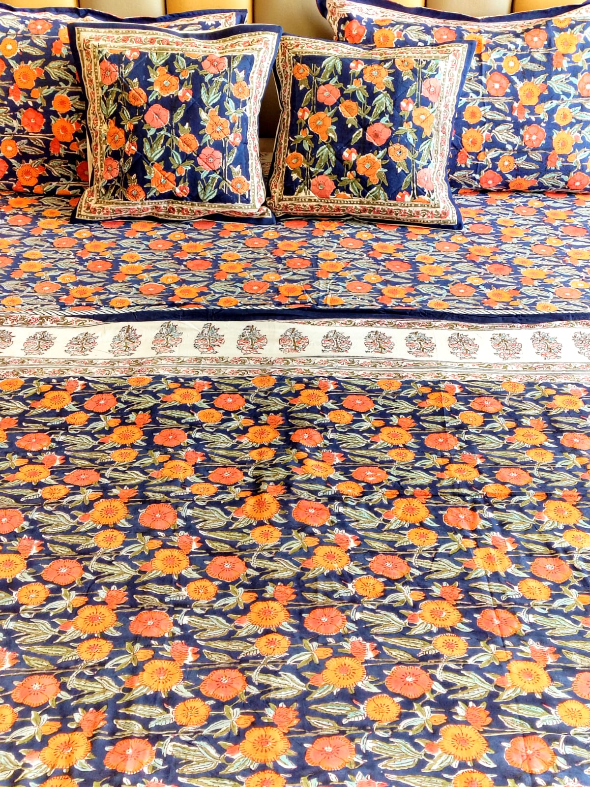 Orange Marie Hand Blocked Wedding Set